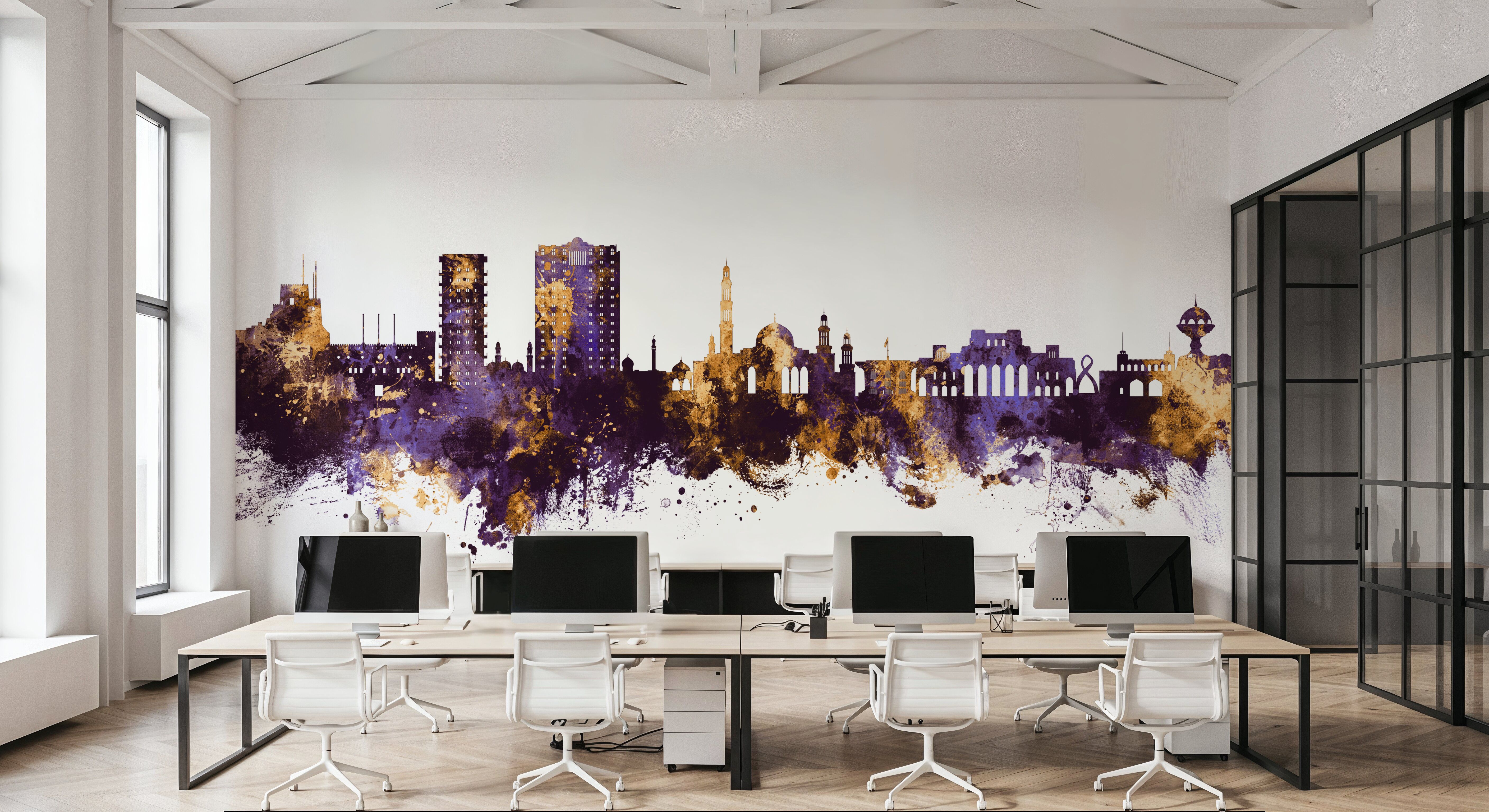 Muscat Oman Skyline Purple & Gold