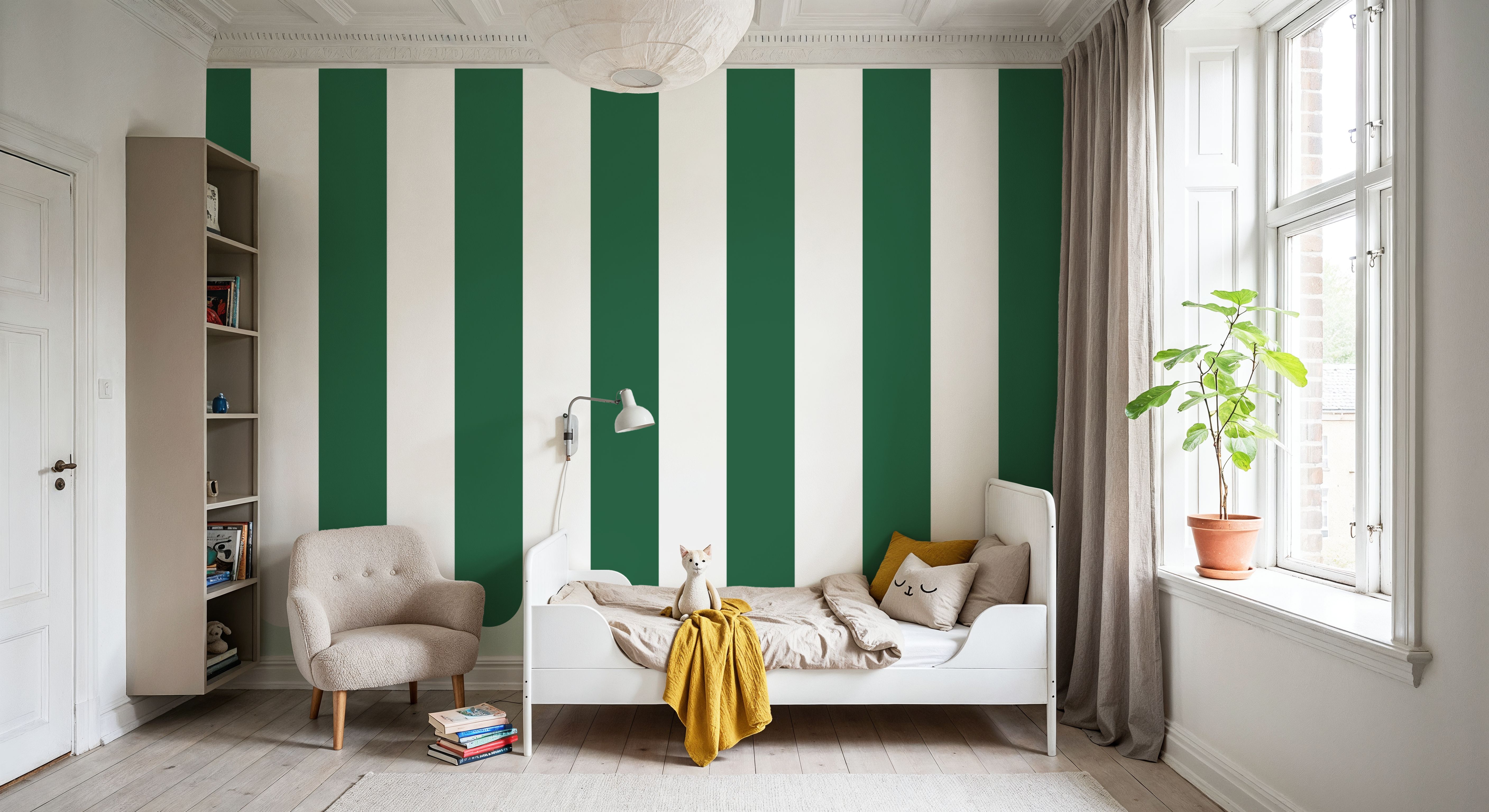 Scalloped Circus Stripes, Salamander Green