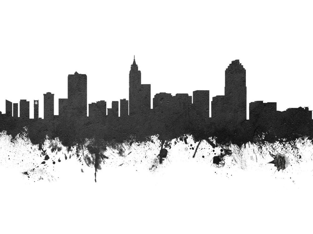Raleigh North Carolina Skyline Black & White