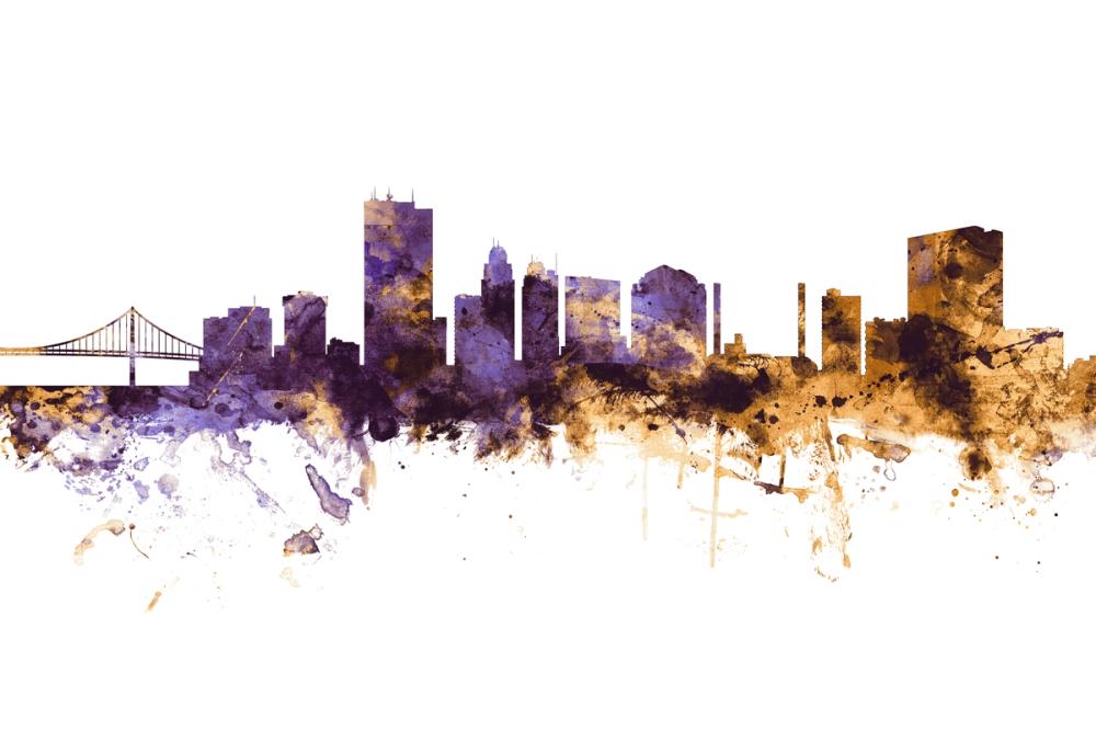 Toledo Ohio Skyline Purple & Gold