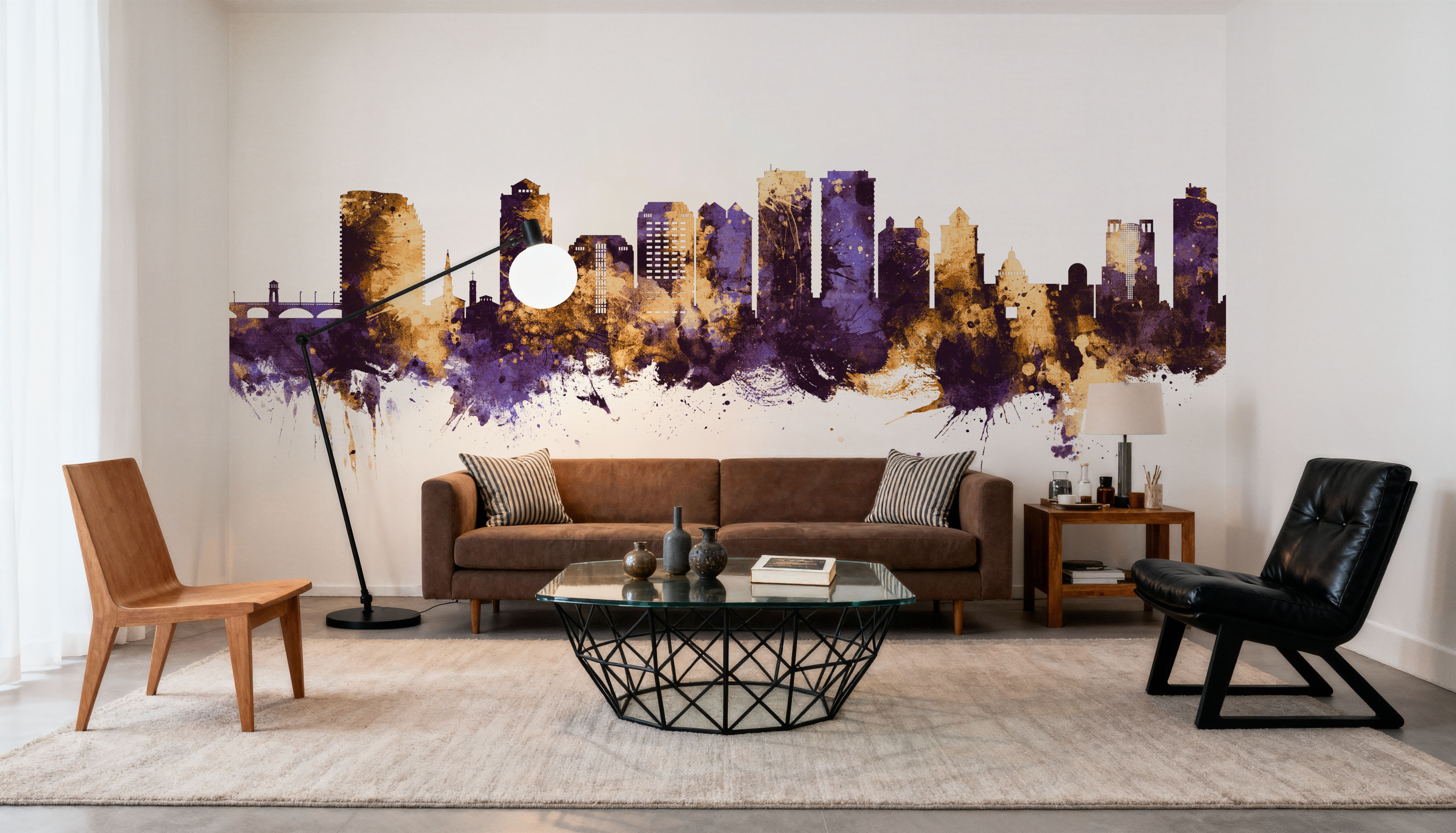 West Palm Beach Florida Skyline Purple & Gold