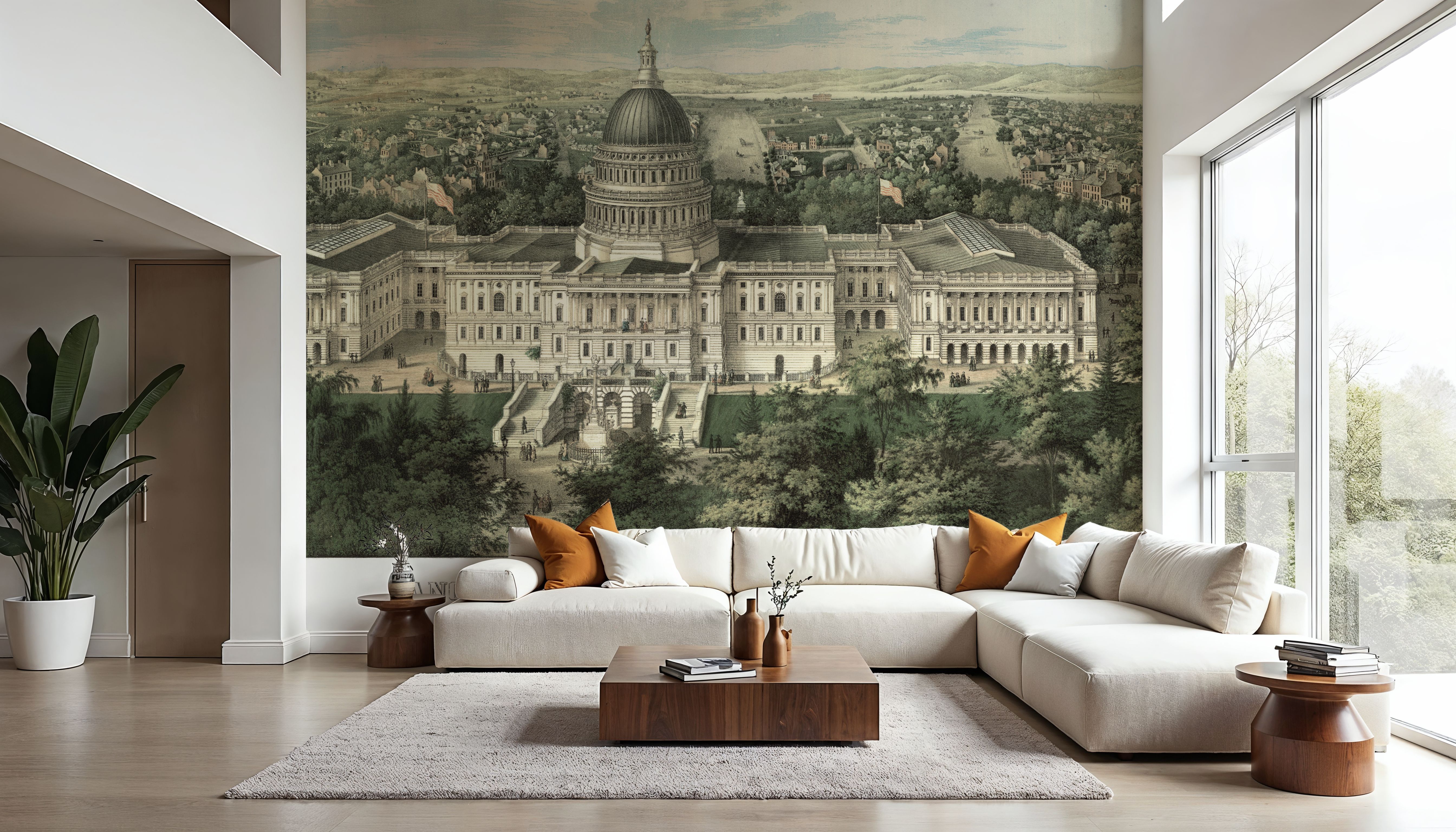 Old view of the United States Capitol and the city of Washington, 1857