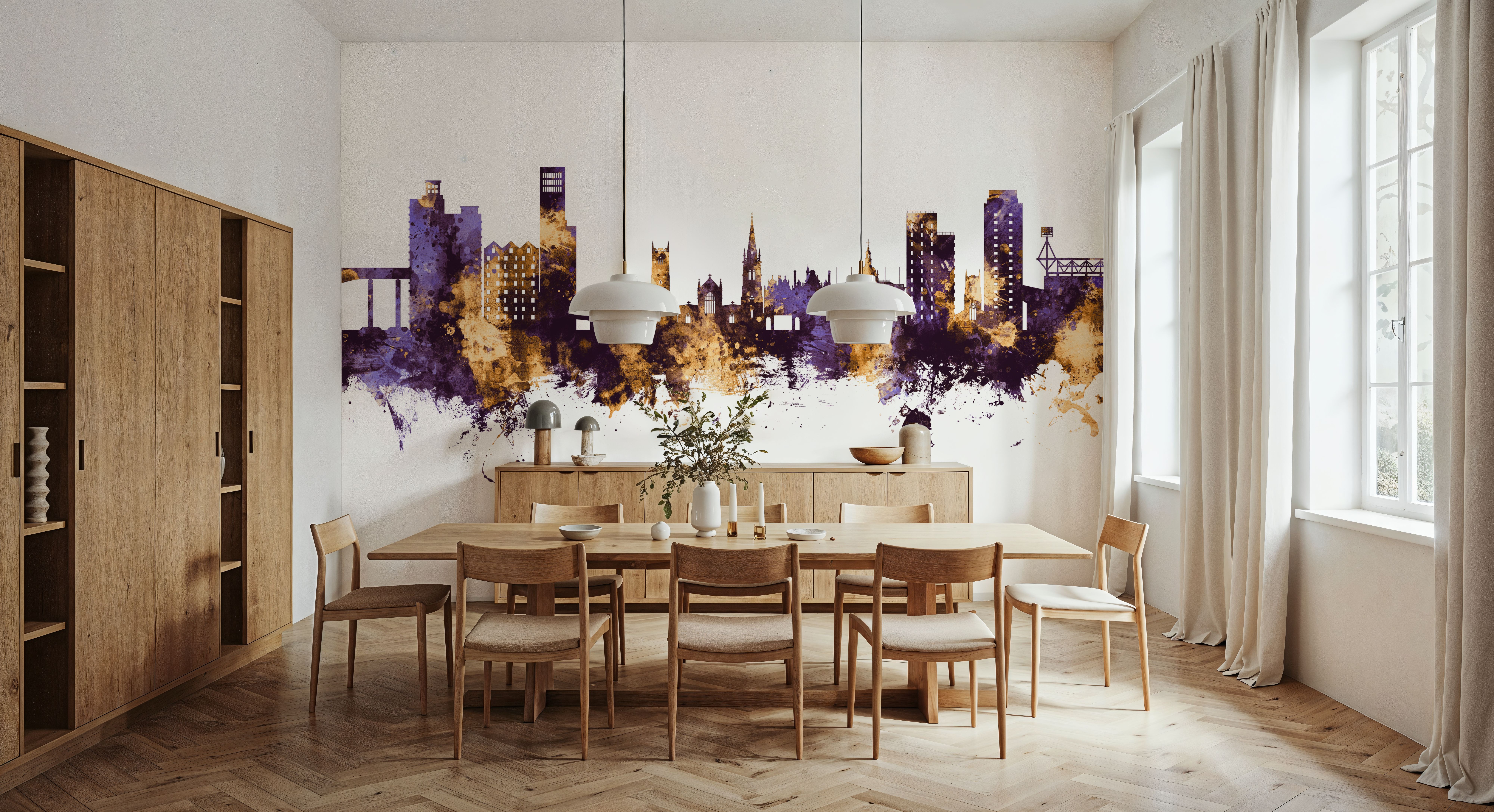 Ipswich England Skyline Purple & Gold