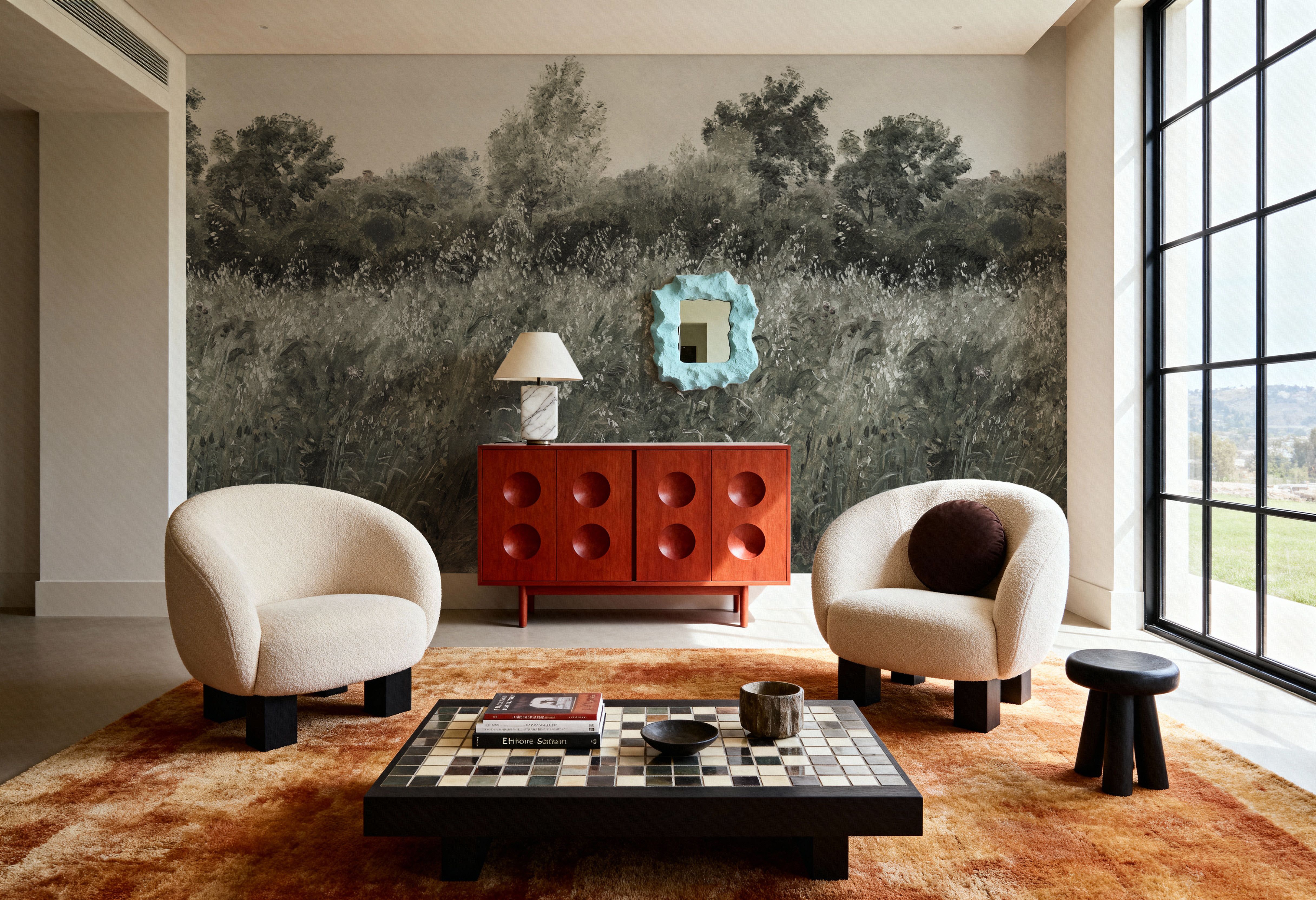 Meadow Whisper, Pine Green, Papier peint