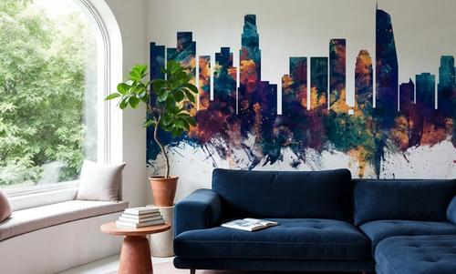 Los Angeles Skyline Blue & Bronze