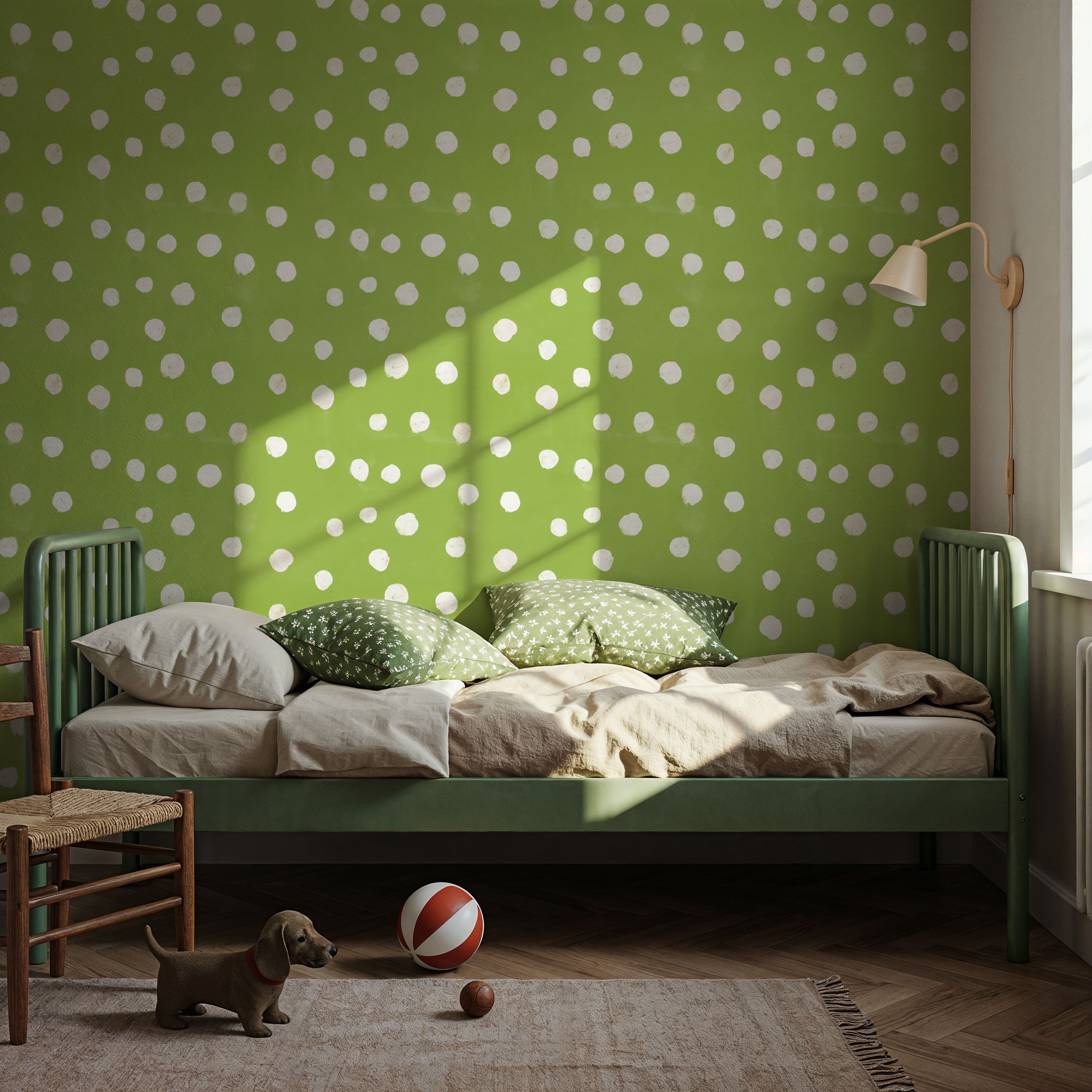 Mellow Dots Light Green, Wallpaper