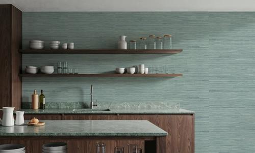 Faux Grasscloth with Visible Seams, Seafoam