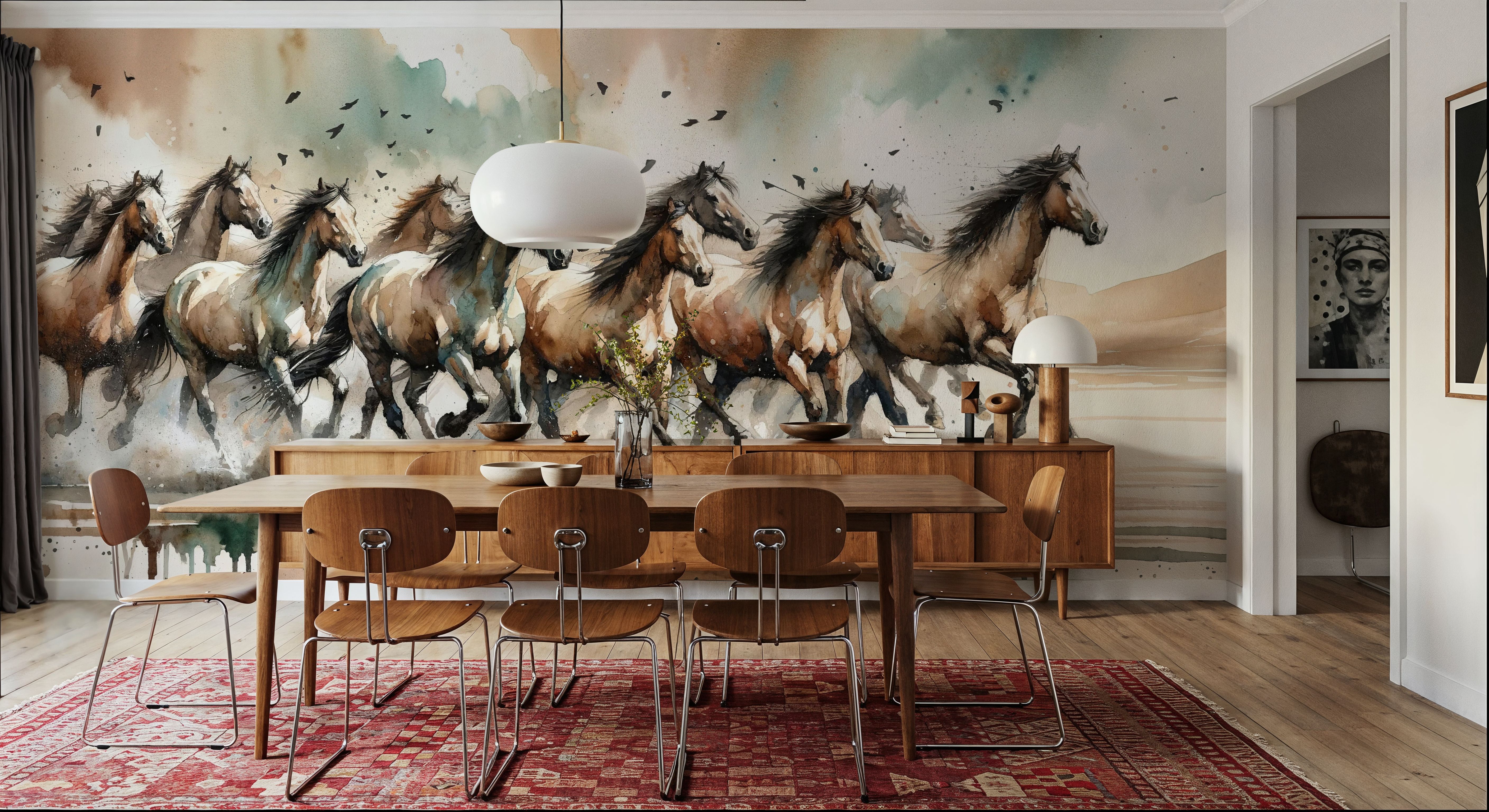 Horses Galloping Watercolor