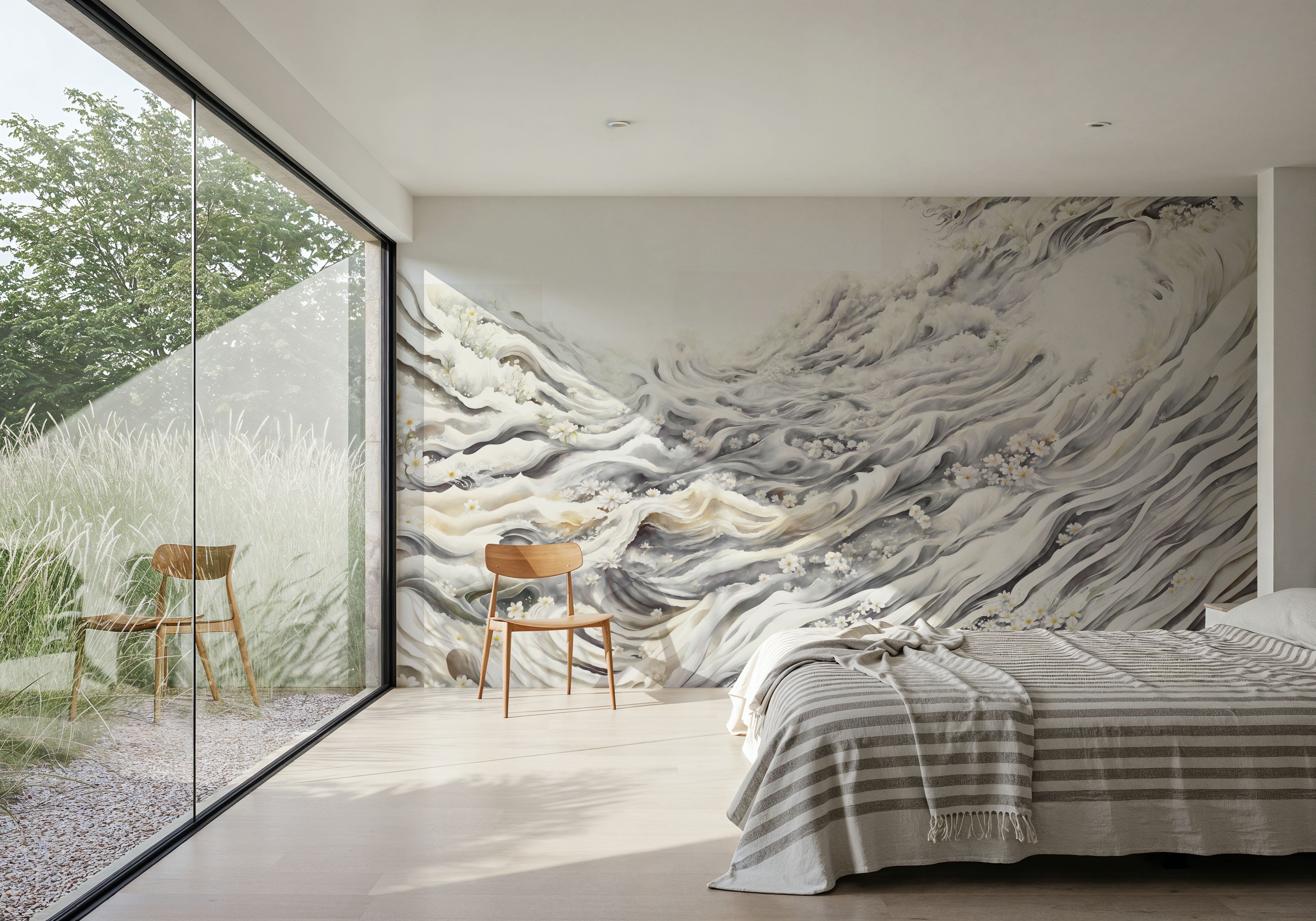 Romantic Waves Gray Yellow