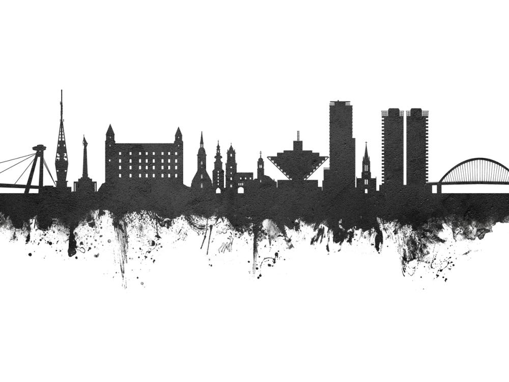 Bratislava Slovakia Skyline Black & White