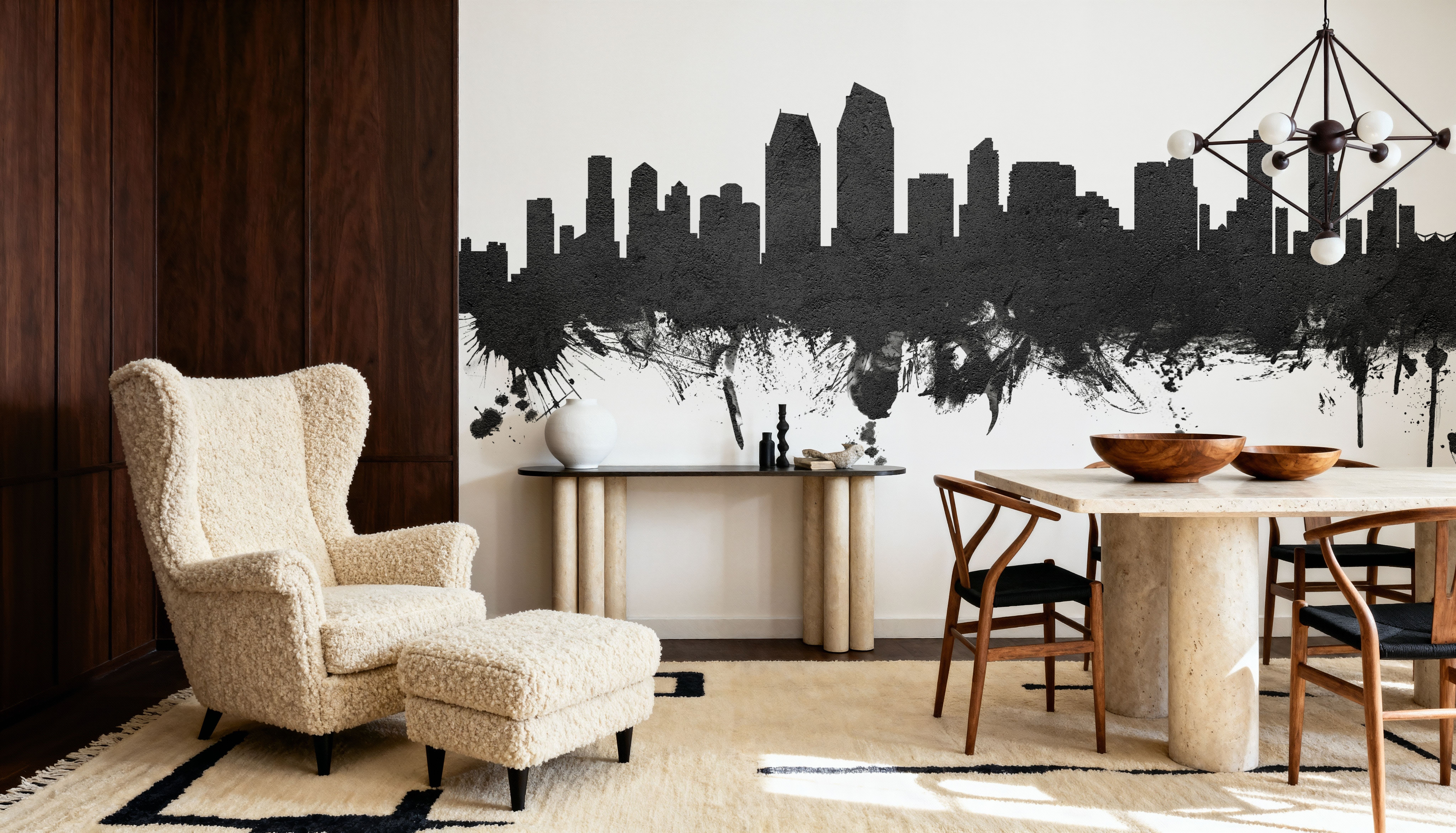 San Diego California Skyline Black & White