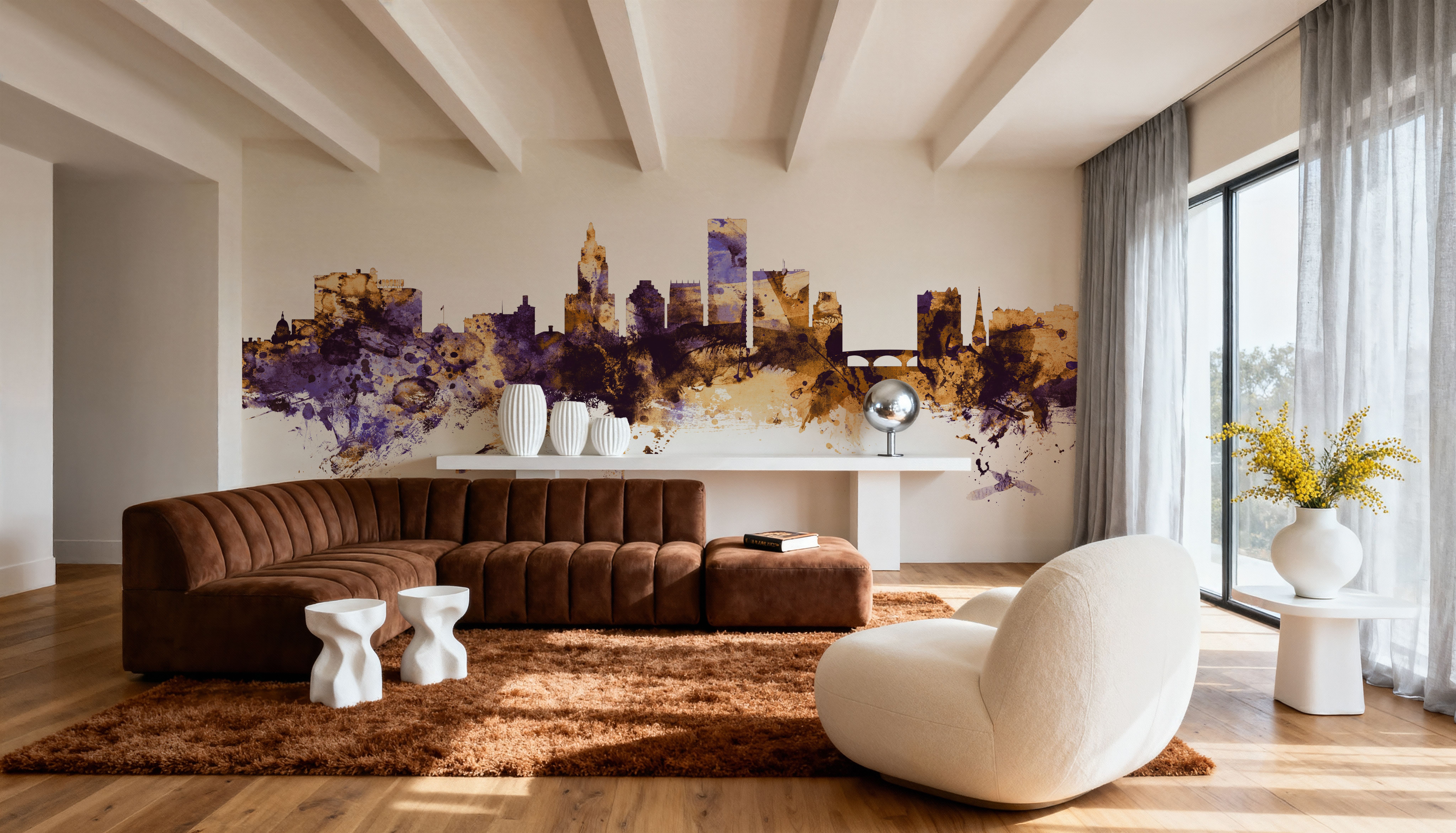 Providence Rhode Island Skyline Purple & Gold