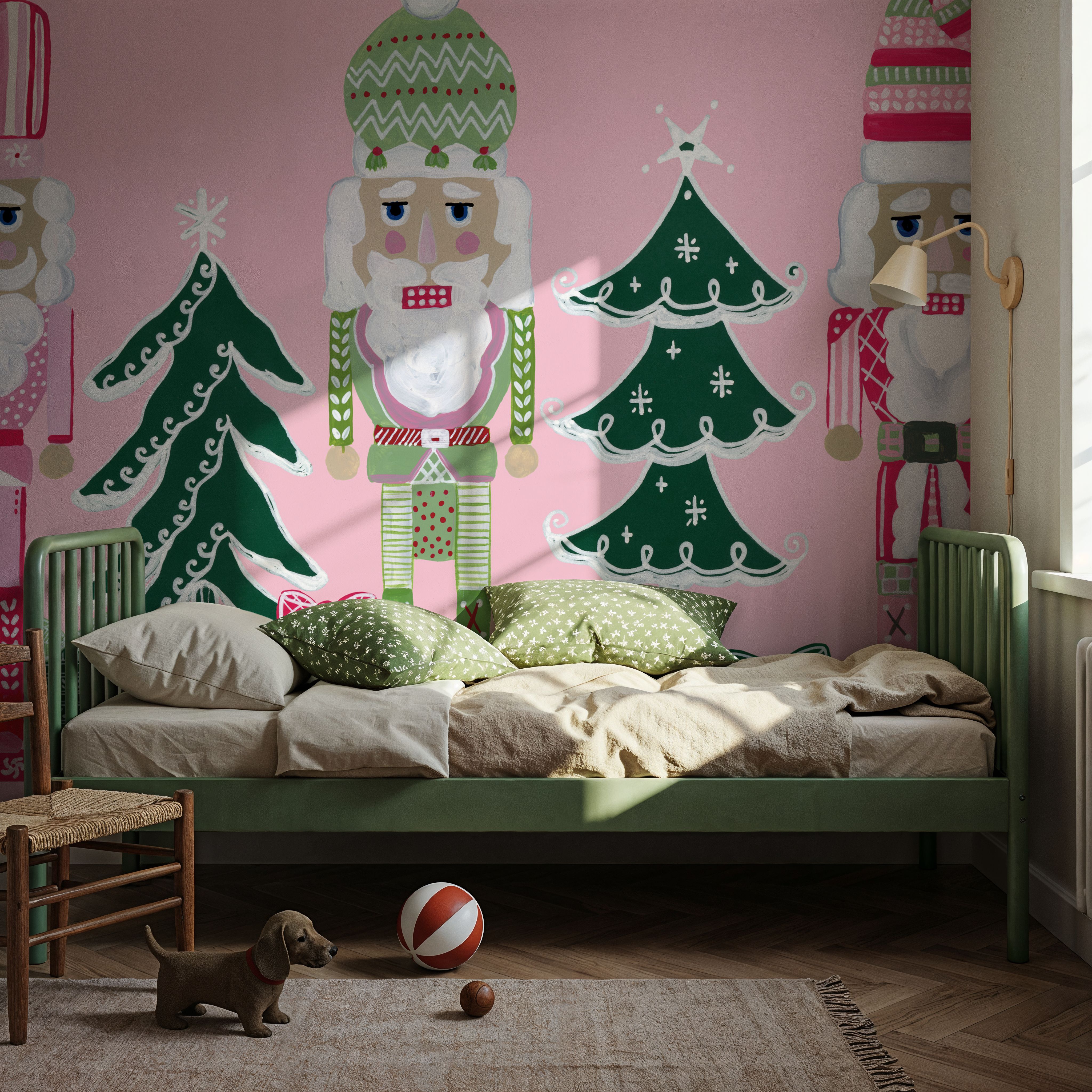 Wall Mural - Dreamland Nutcrackers I - Graphics Holiday mural wallpaper - Pink - Kids' Room - Wallism UK - Premium, Textured or Peel & Stick