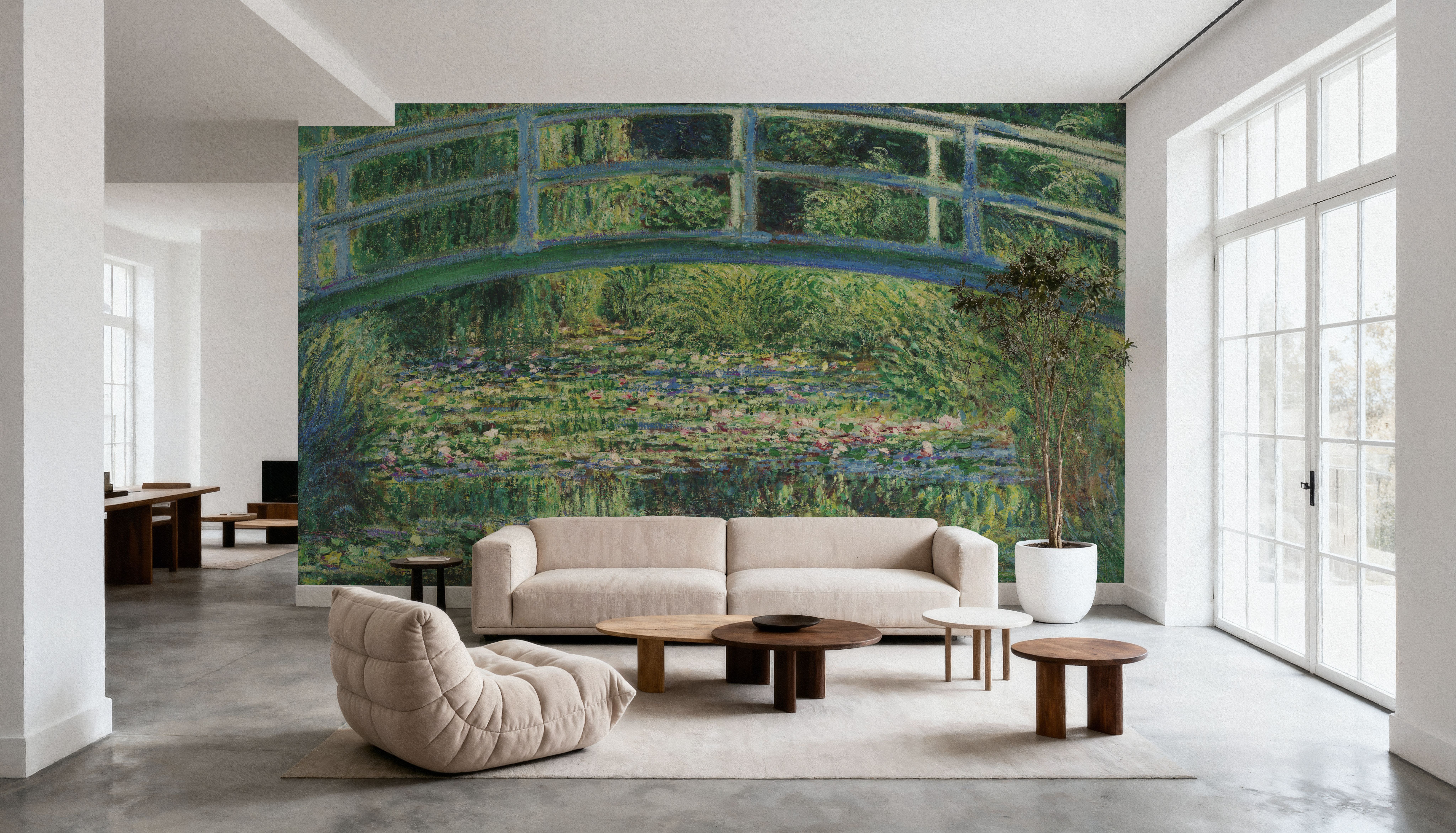 Water Lilies and Japanese Bridge, Wallpaper