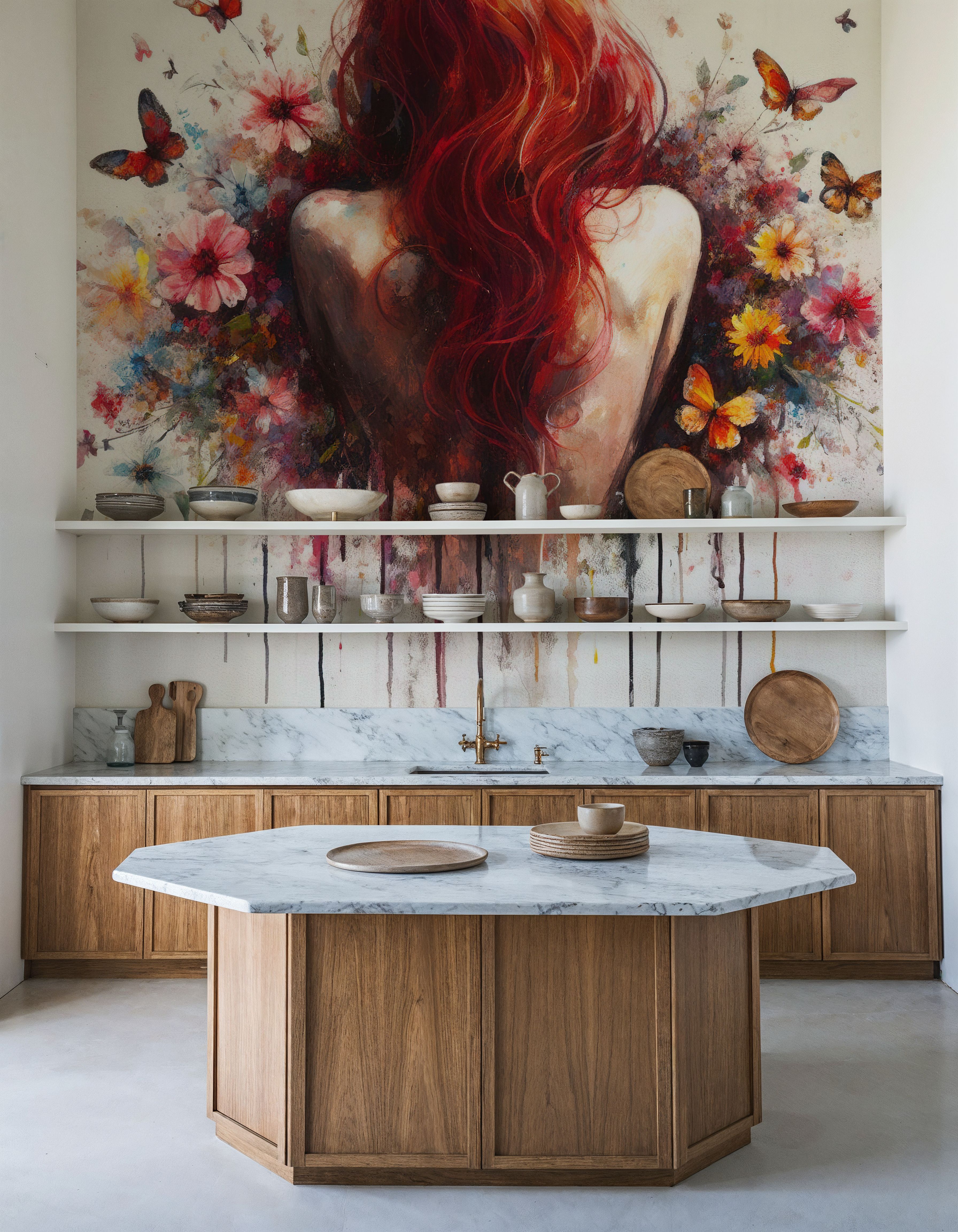 Watercolor Butterflies Red