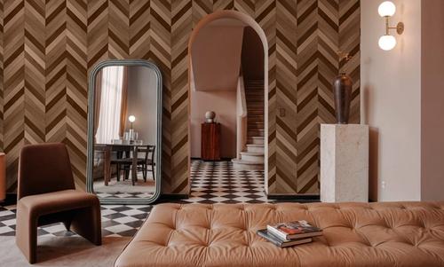 Chevron Wood, Walnut and Oak
