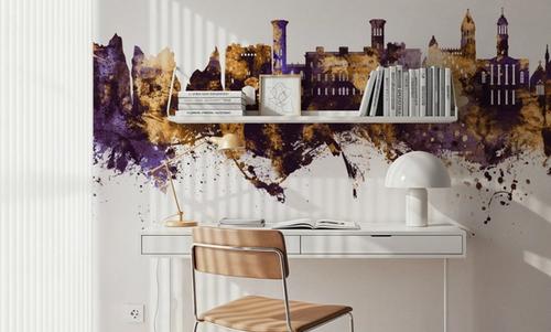 Isle of Wight England Skyline Purple & Gold
