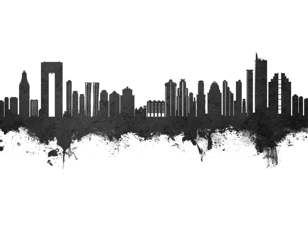 Benidorm Spain Skyline Black & White