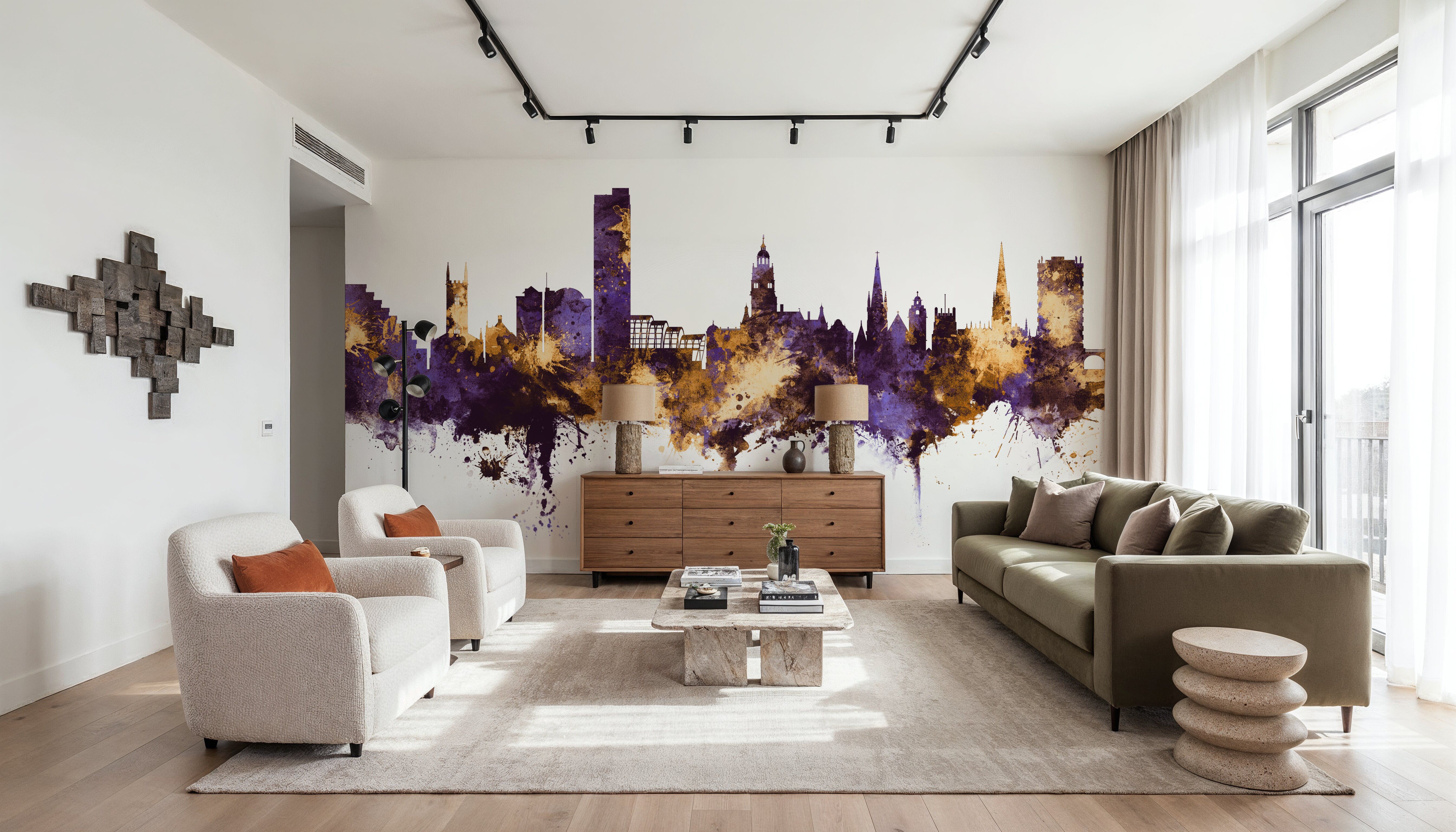 Sheffield England Skyline Purple & Gold