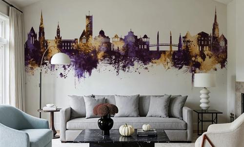Torquay England Skyline Purple & Gold