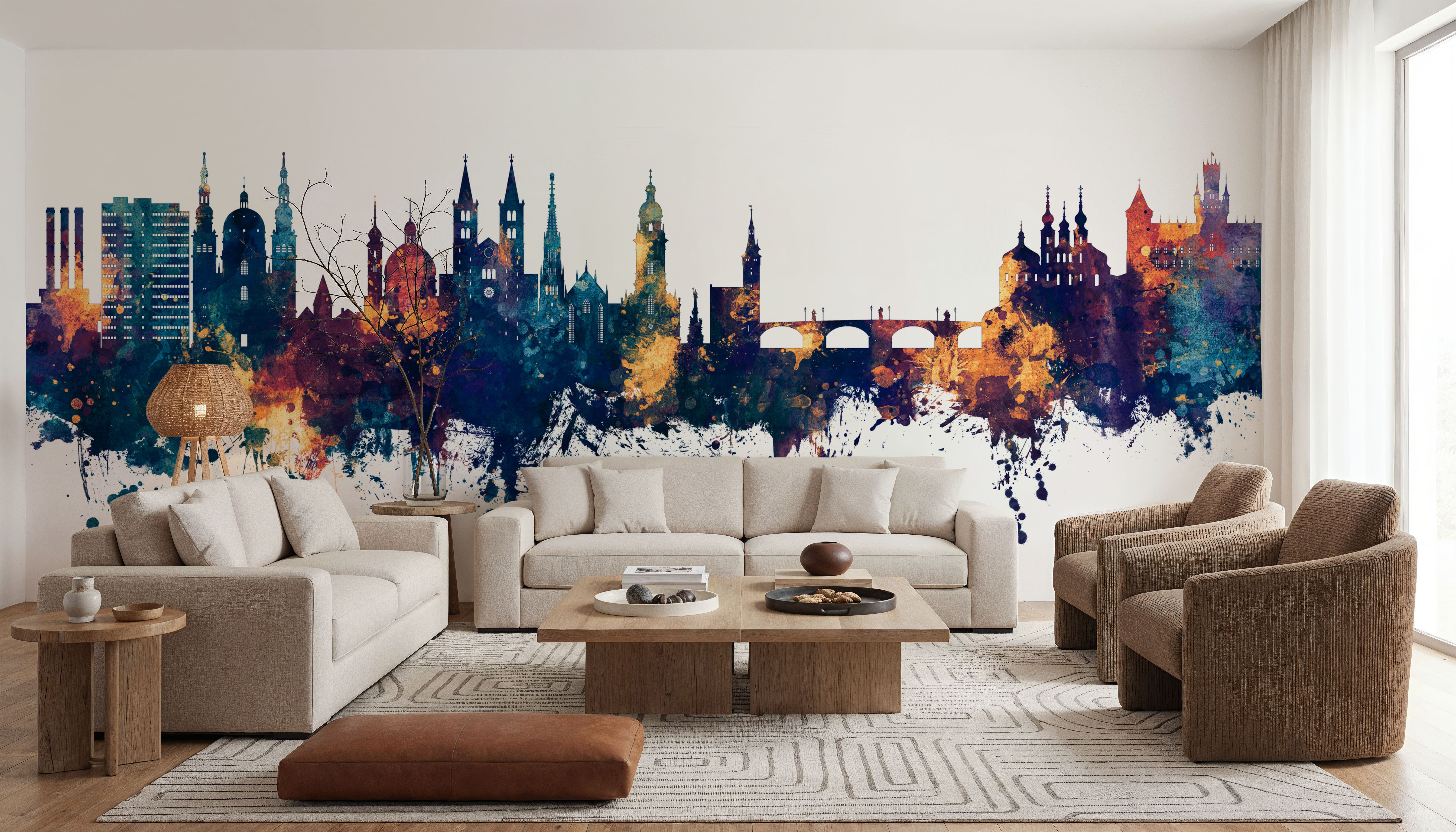 Würzburg Germany Skyline Blue & Bronze, Wallpaper