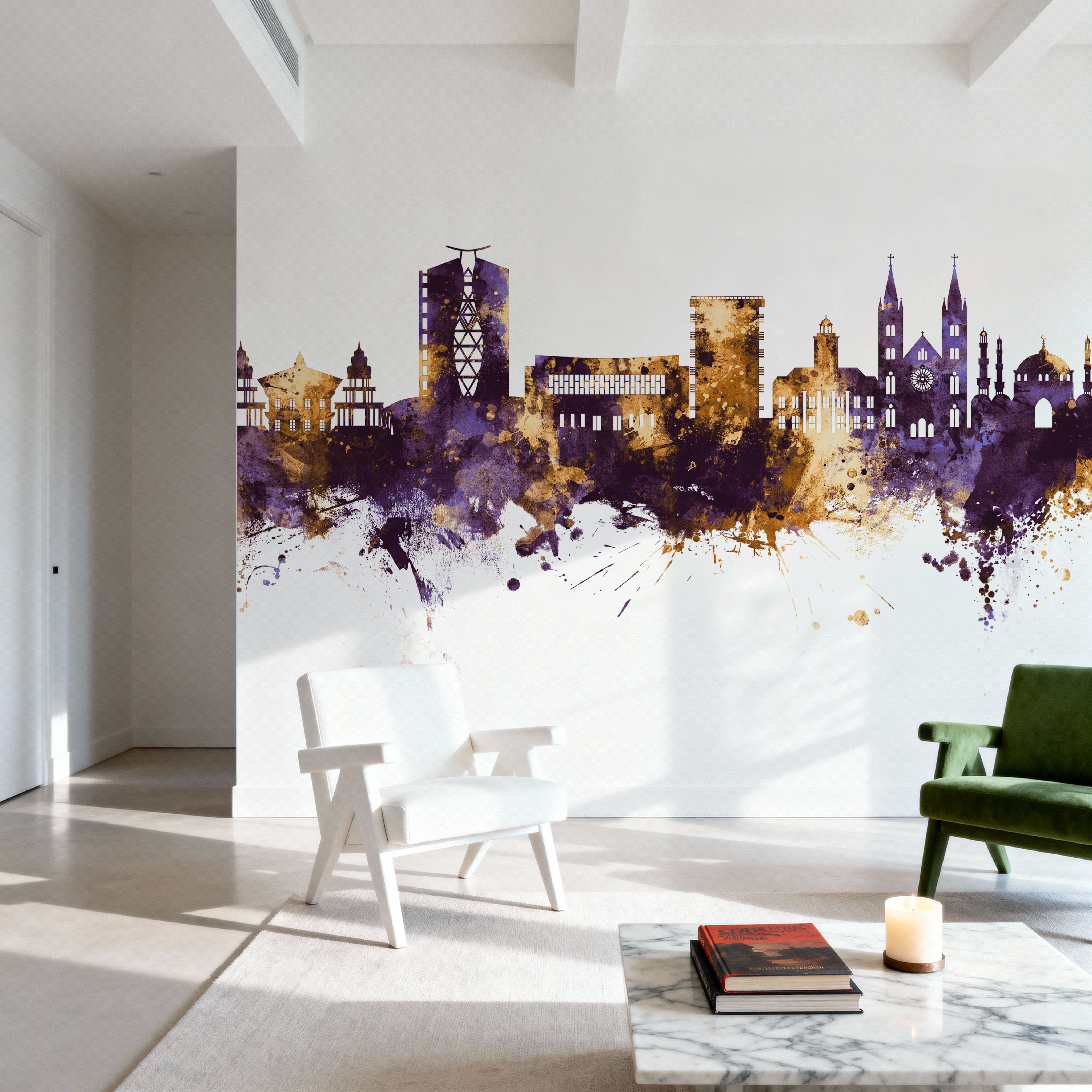 Paramaribo Suriname Skyline Purple & Gold