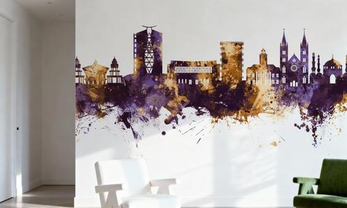 Paramaribo Suriname Skyline Purple & Gold
