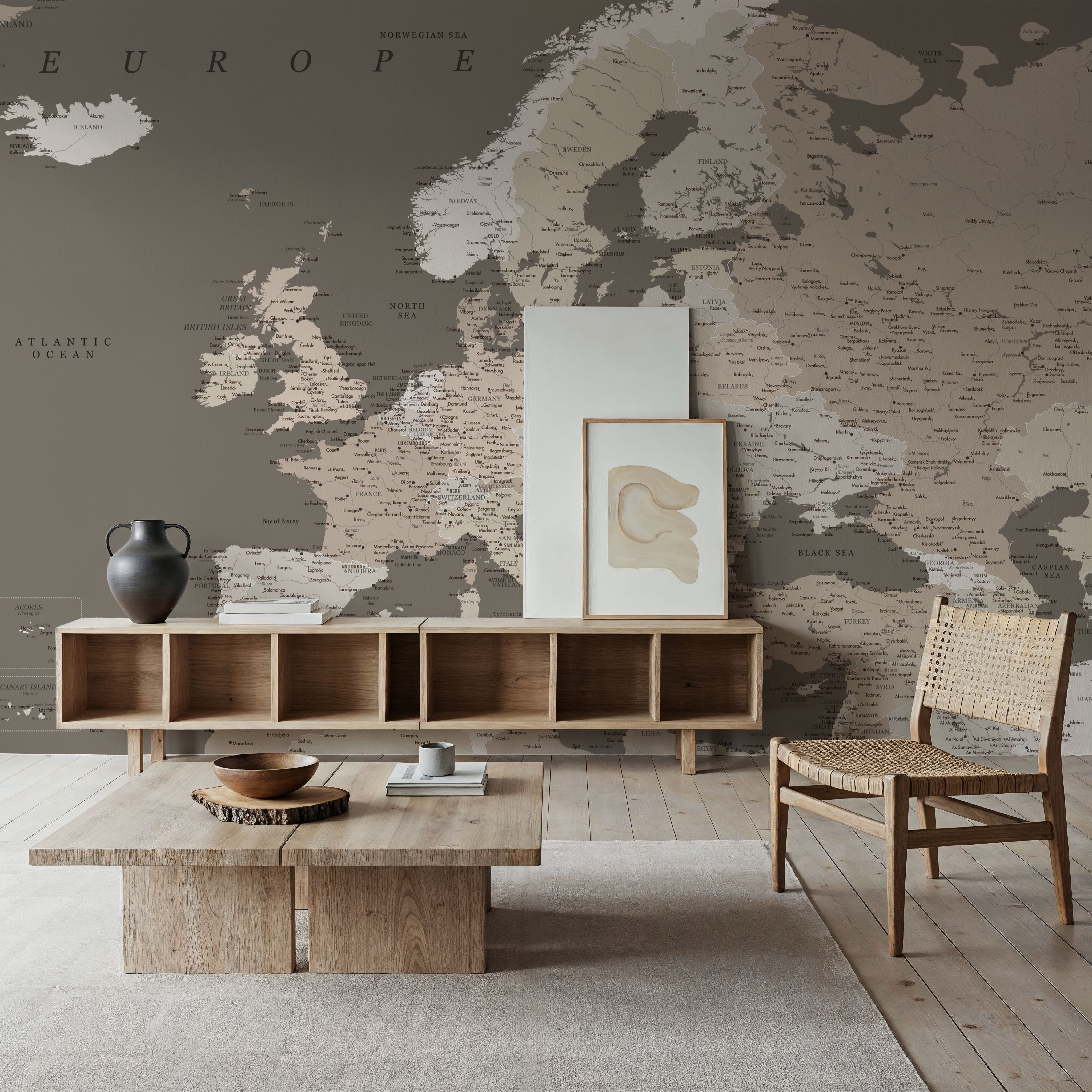 Europe Map Detailed - Earthy