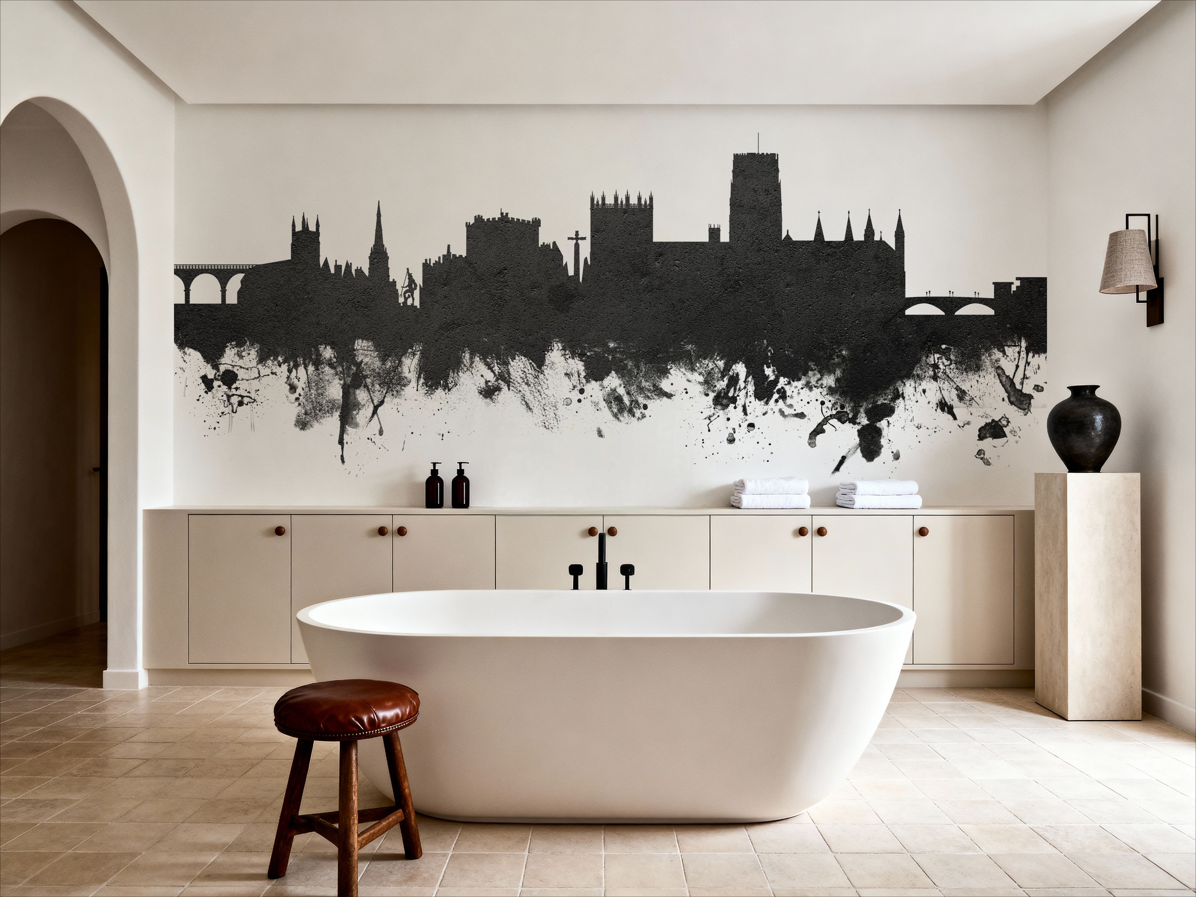 Durham England Skyline Black & White