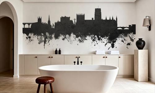 Durham England Skyline Black & White