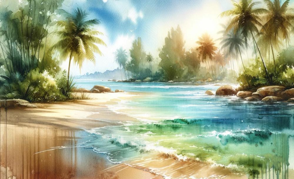 Sunlit Tropical Beach
