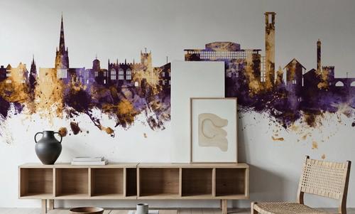 Stratford-upon-Avon England Skyline Purple & Gold
