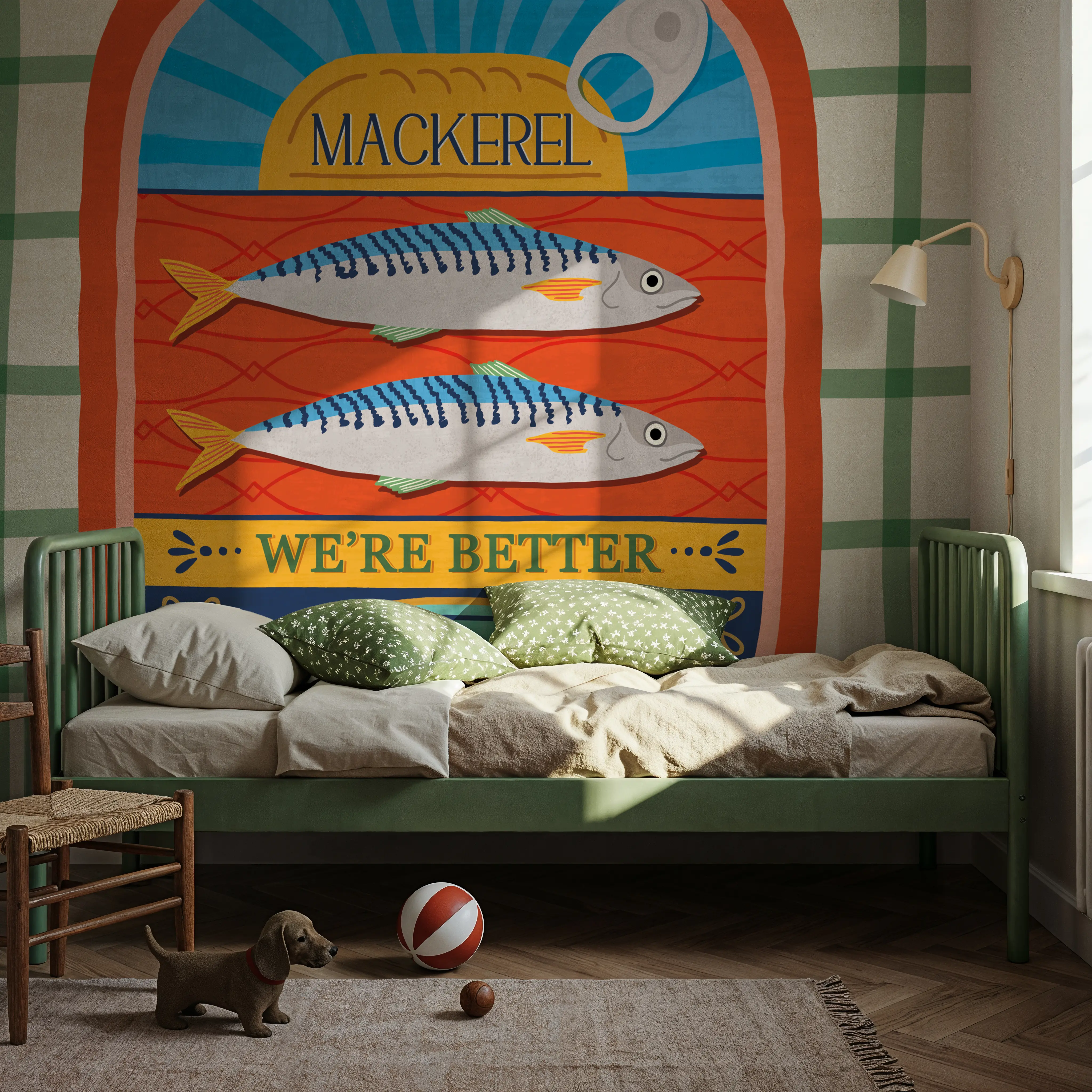 Fotobehang - Tasty Tins II - Eten en Drinken Zee Mural - Roze - Kantoorruimtes - Wallism België - Zelfklevend of Vliesbehang