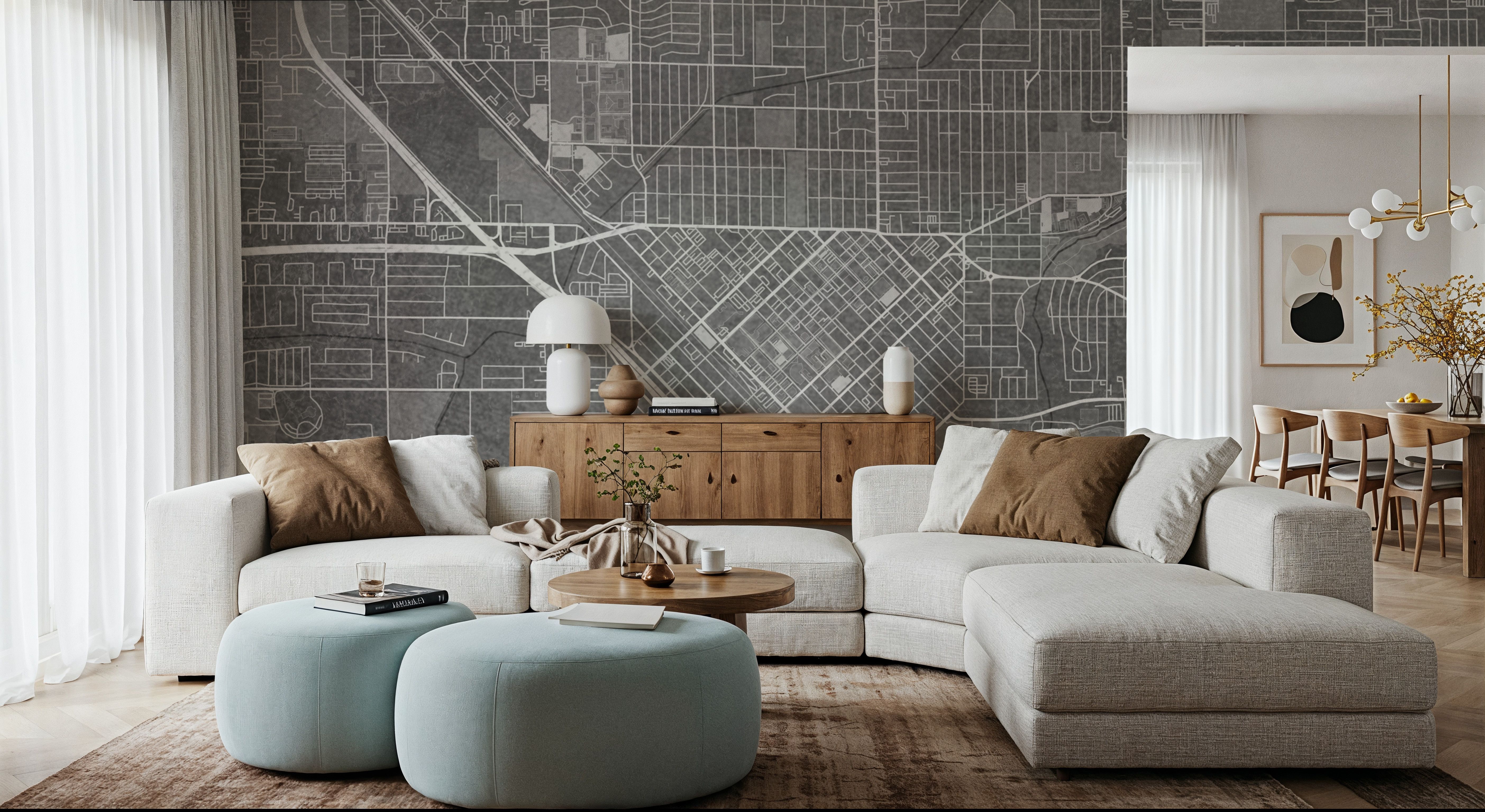 Modesto Grey, Behang