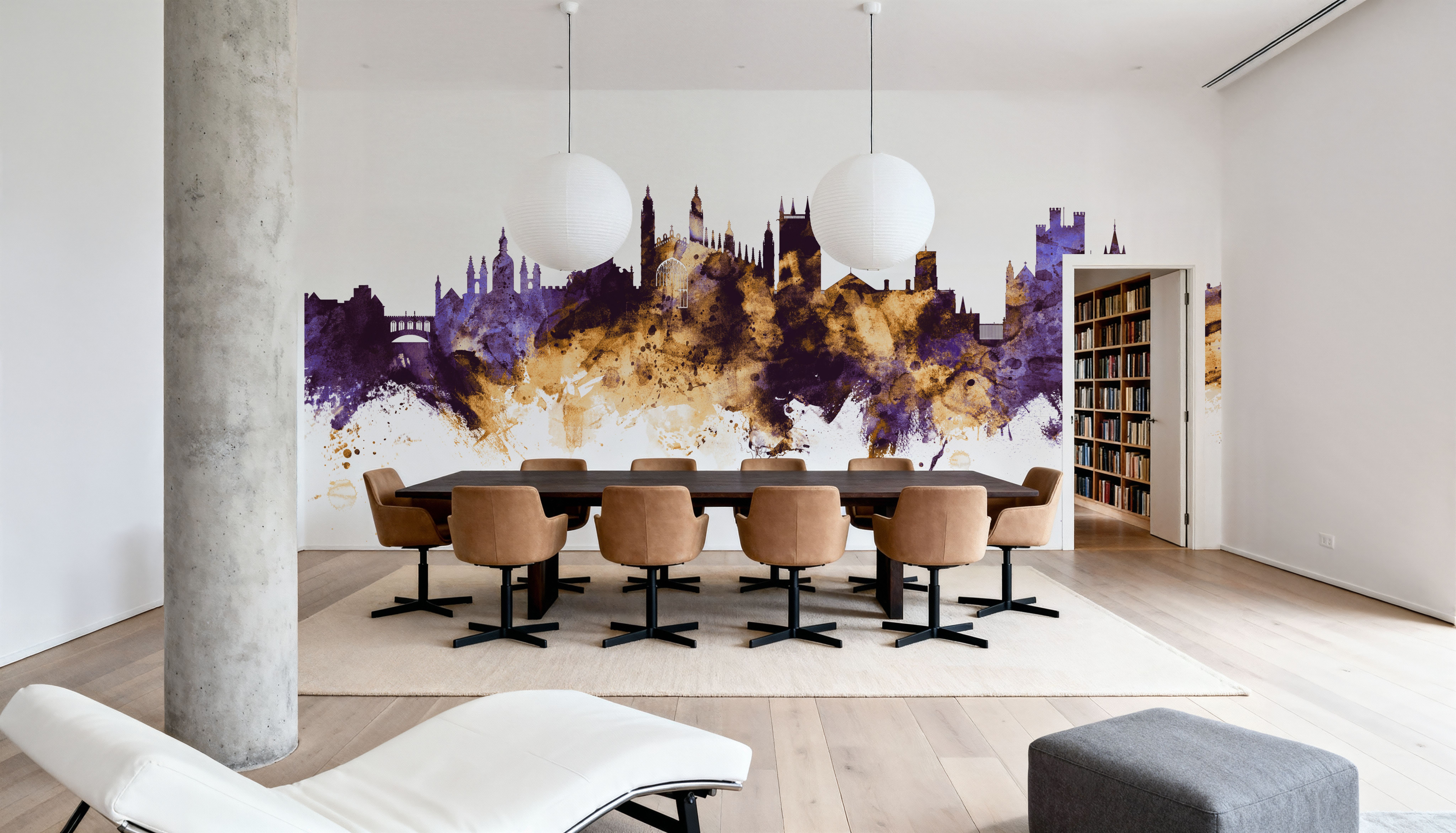 Cambridge England Skyline Purple & Gold