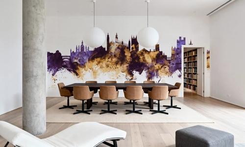 Cambridge England Skyline Purple & Gold