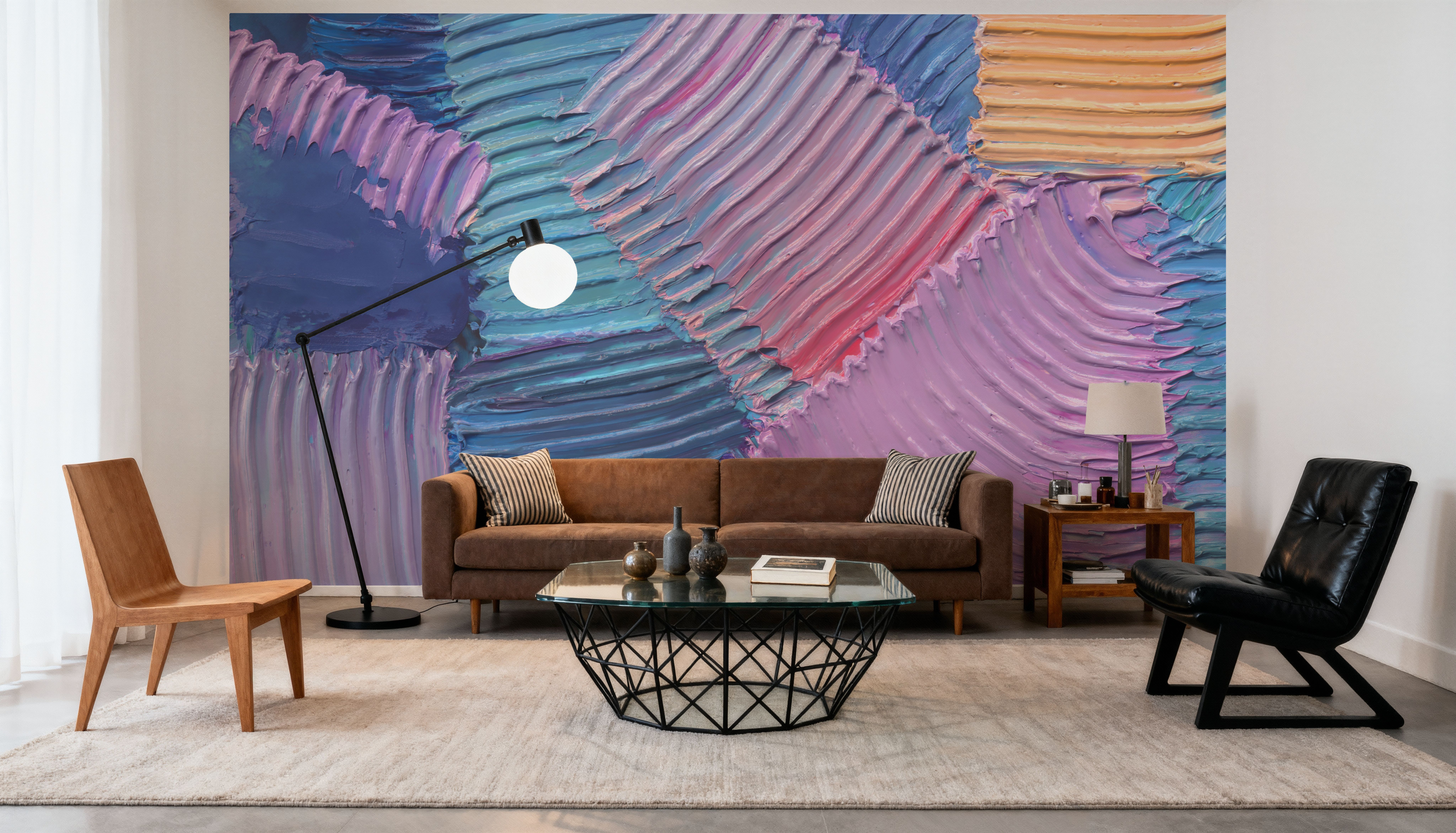 Close-Up Stroke Painting, Pink & Blue, Wallpaper