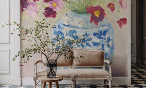 Cosmos in Chinoiserie Pot