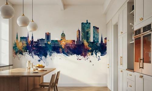 Fort Wayne Indiana Skyline Blue & Bronze