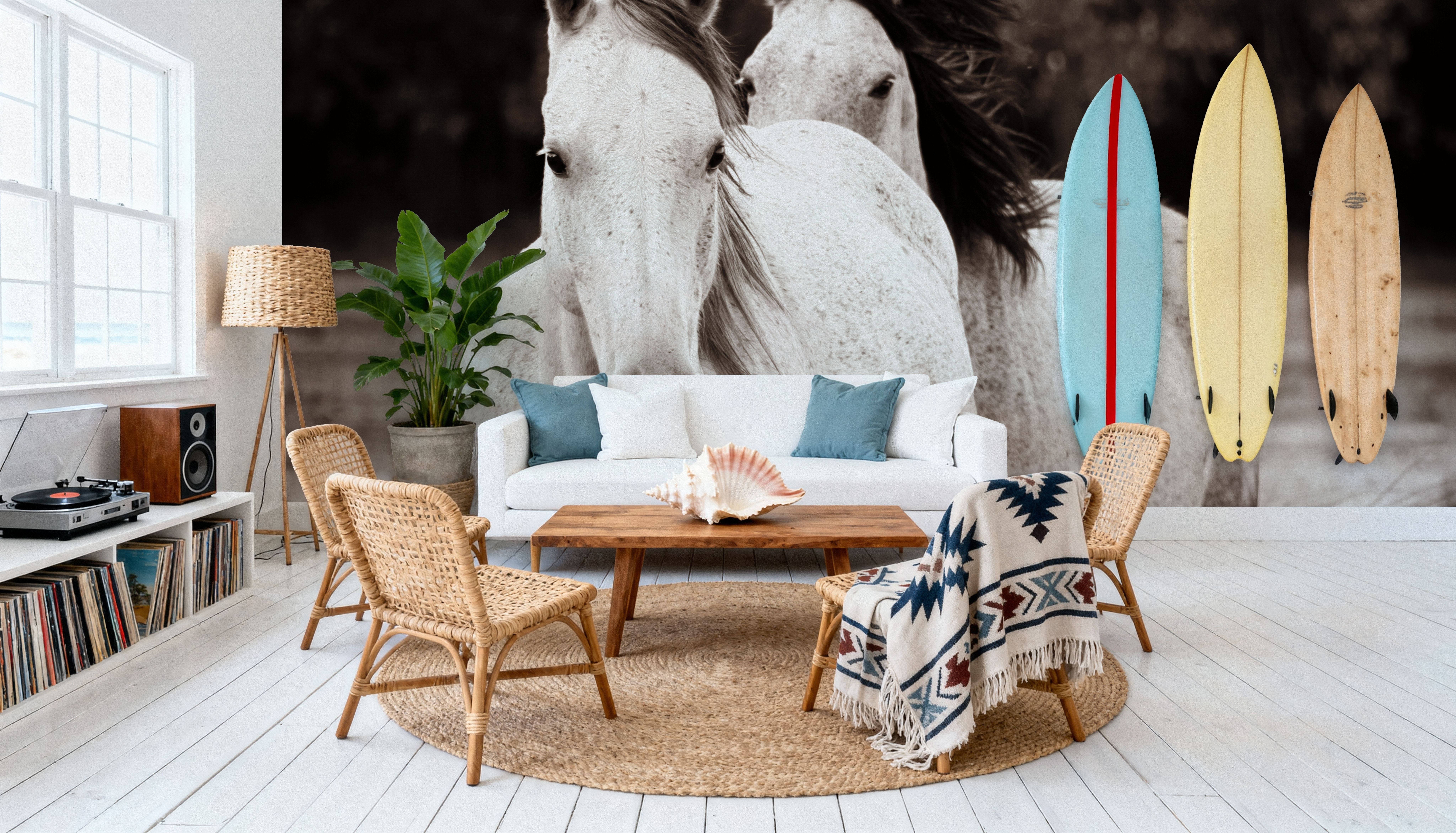 Two Wild Horses Sepia