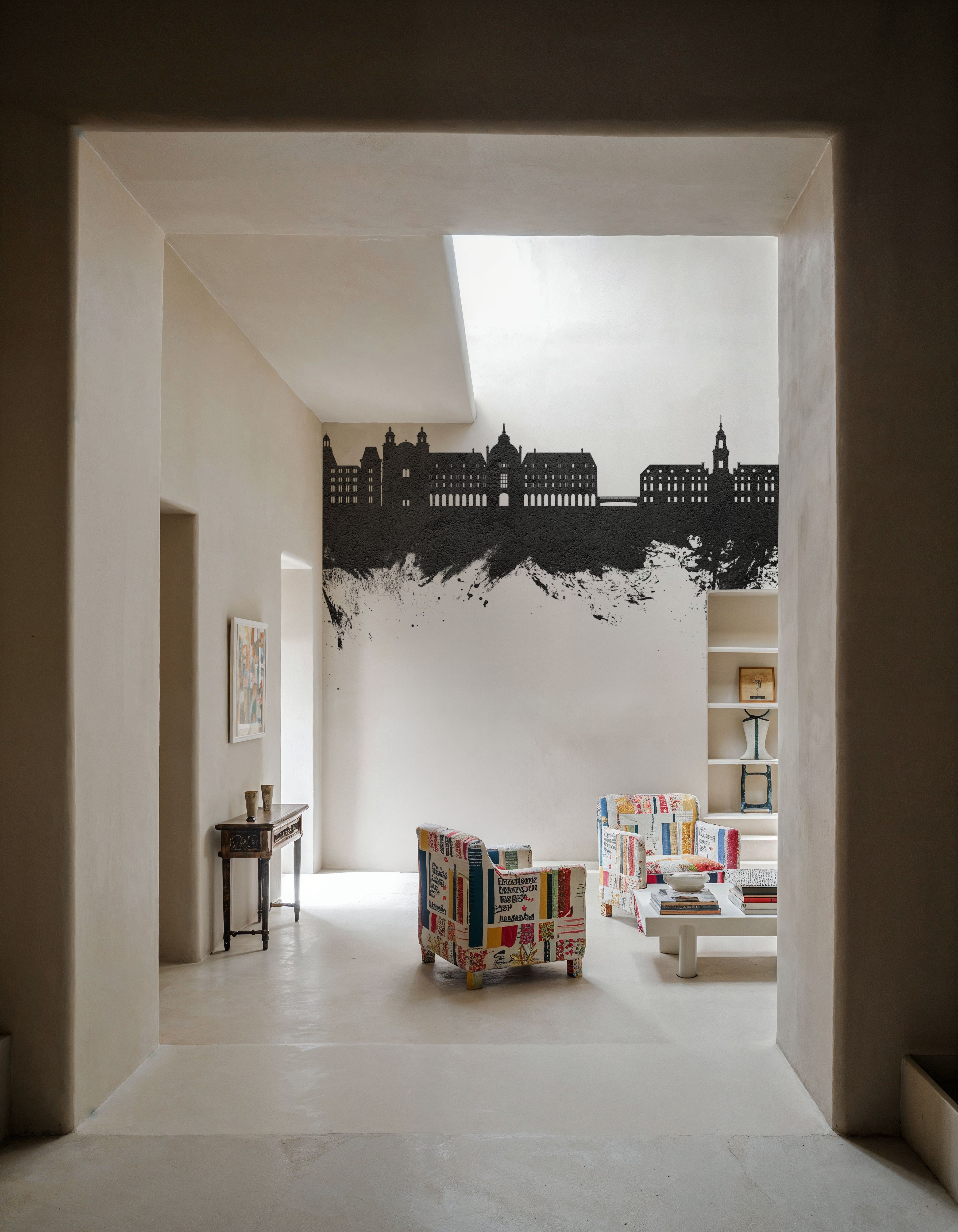 Rennes France Skyline Black & White