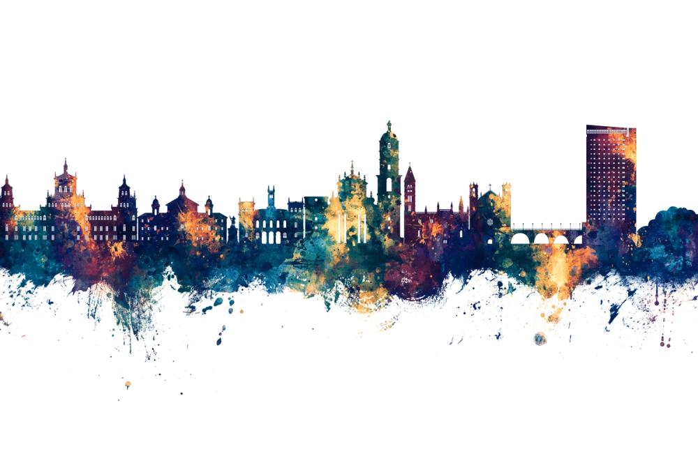 Valladolid Spain Skyline Blue & Bronze