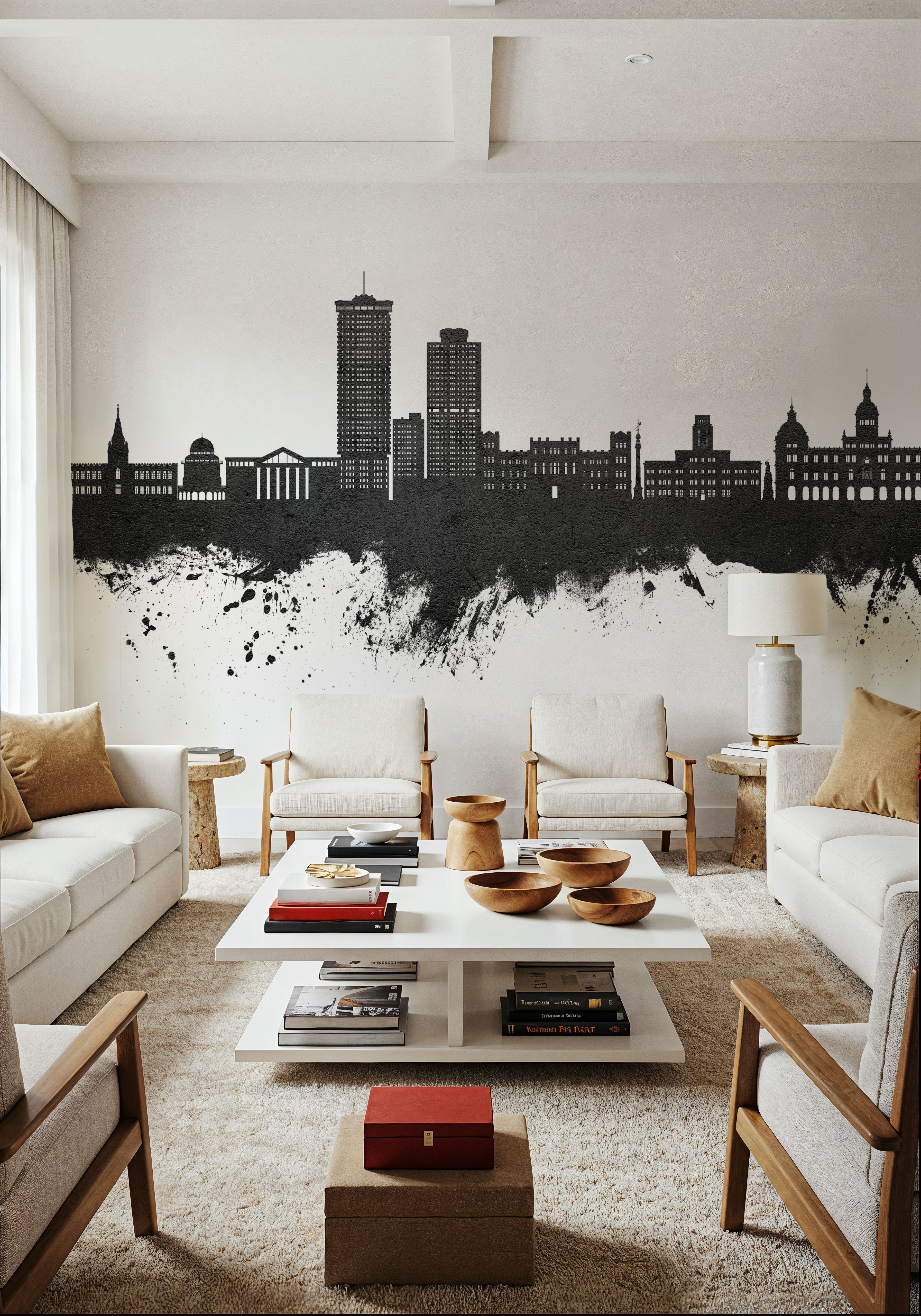 A Coruña Spain Skyline Black & White