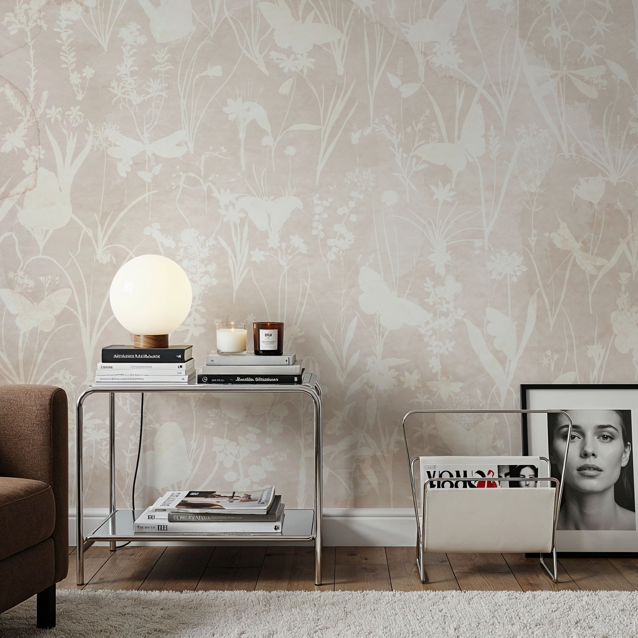 Herbals and Butterflies Double Silhouette Beige