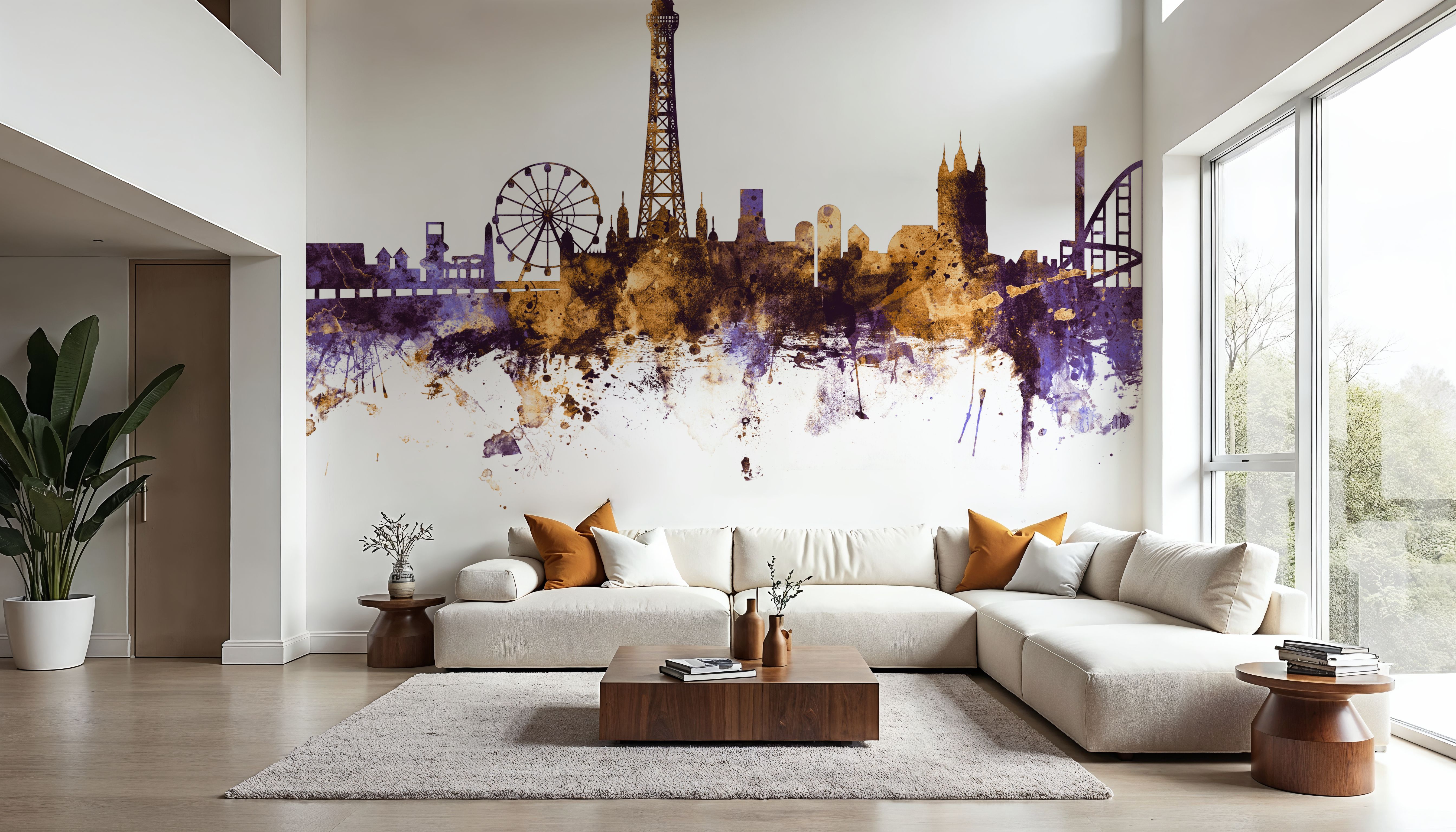 Blackpool England Skyline Purple & Gold