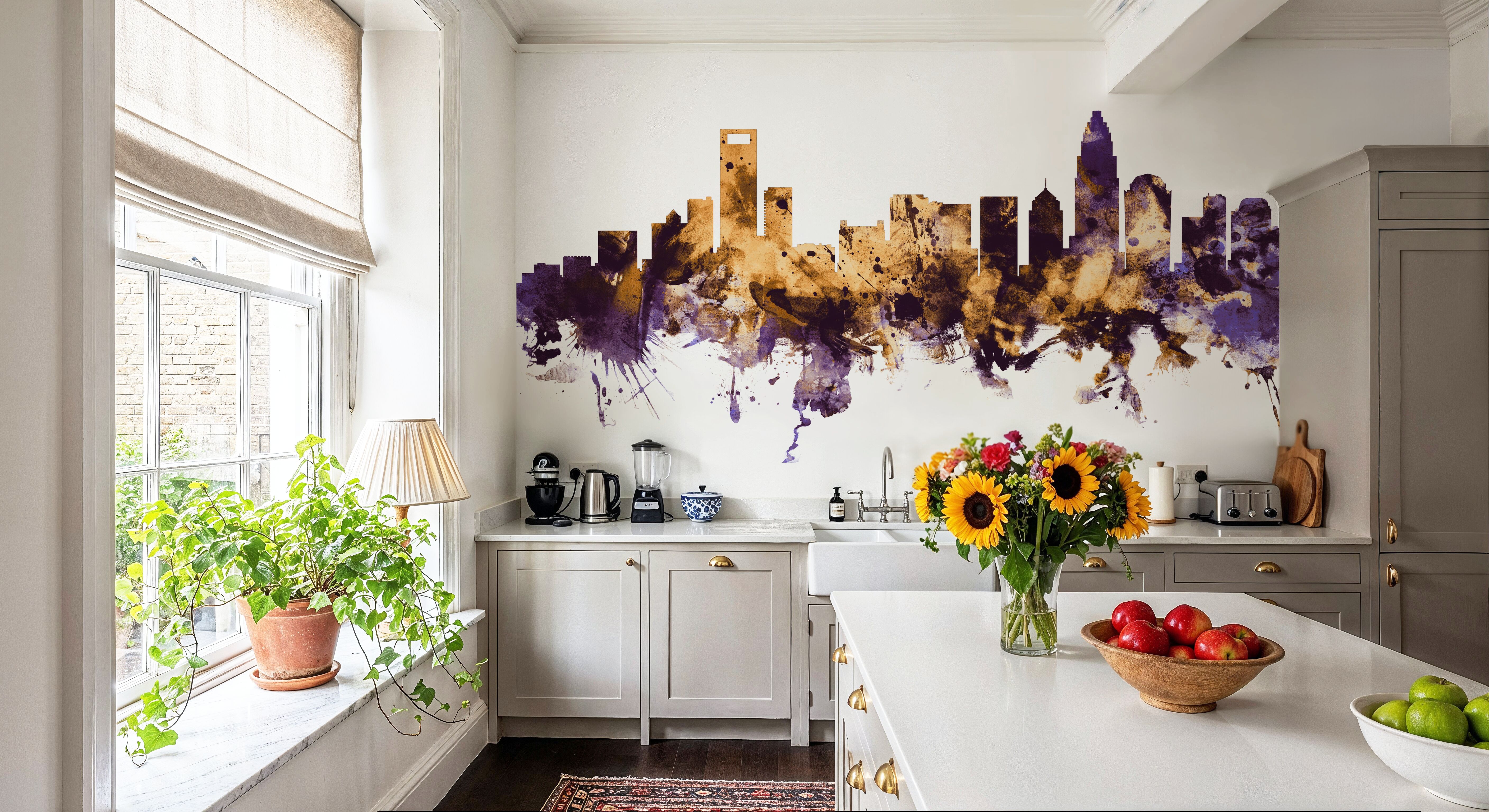 Charlotte North Carolina Skyline Purple & Gold