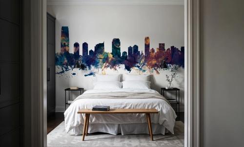 Jersey City New York Skyline Blue & Bronze