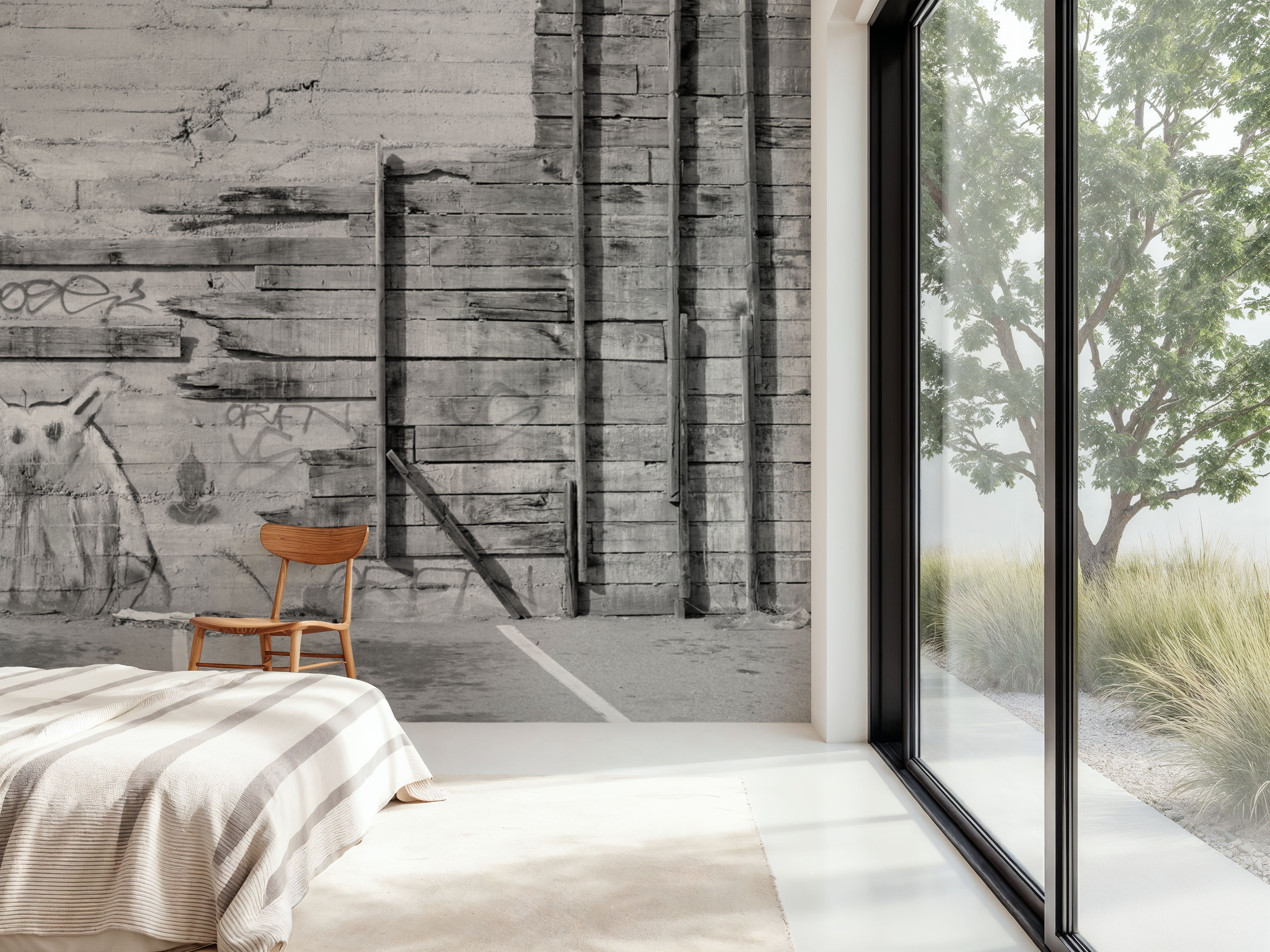 Wall Mural - Urban Decay Canvas - Graffiti mural wallpaper - Gray - Bedroom - Wallism UK - Premium, Textured or Peel & Stick