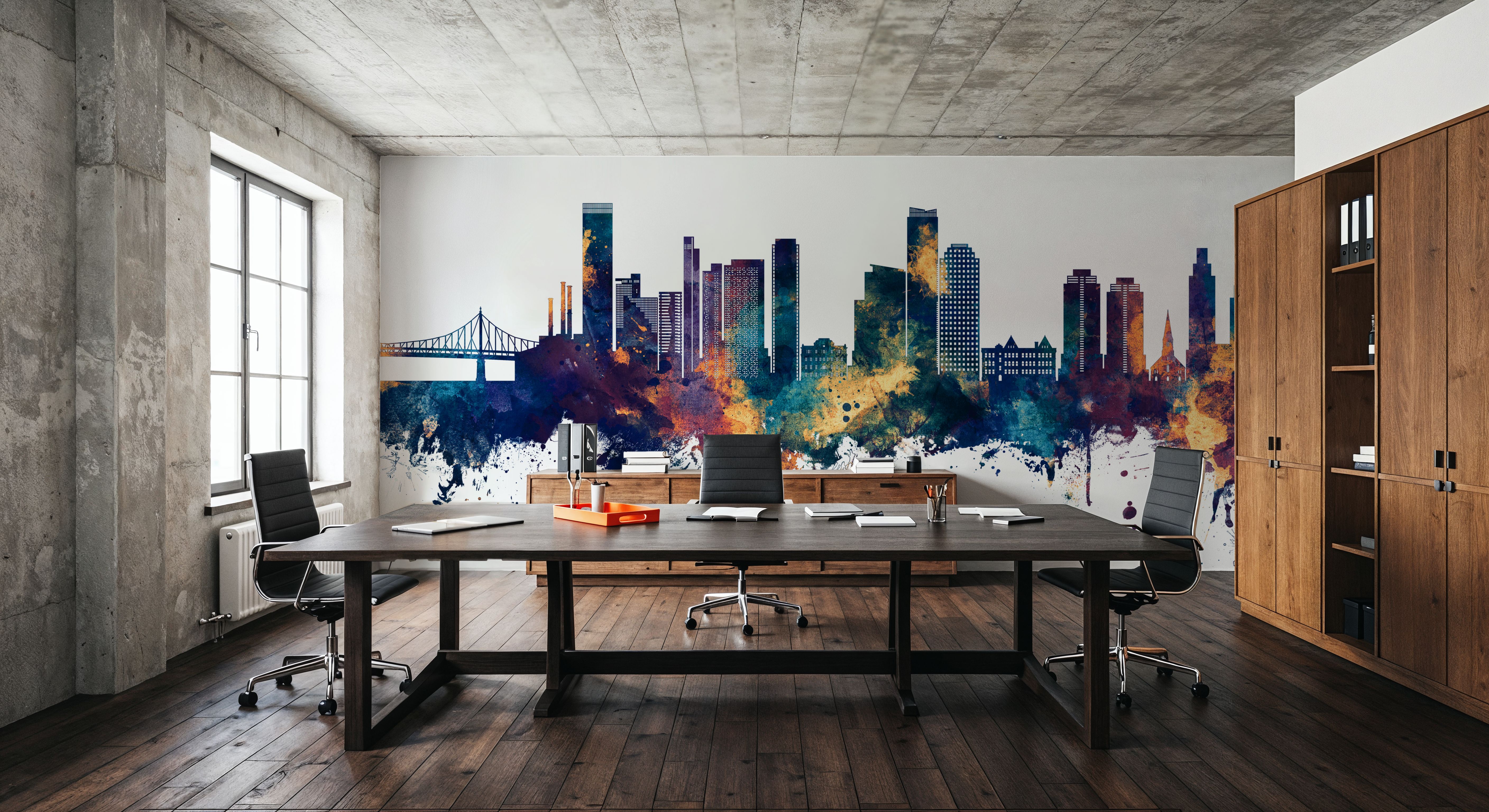 Queens New York Skyline Blue & Bronze
