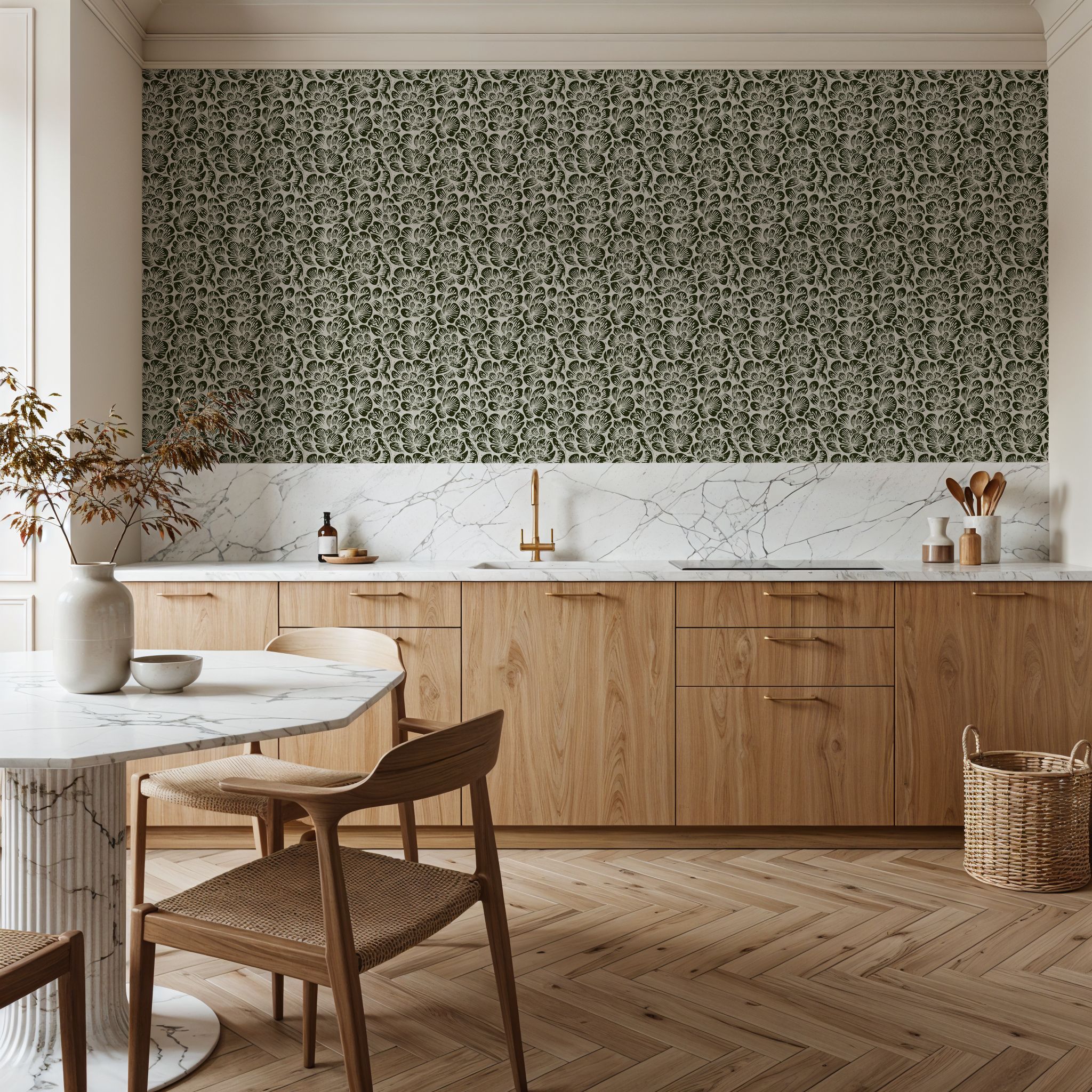 Cottege Peonies, Forest Green